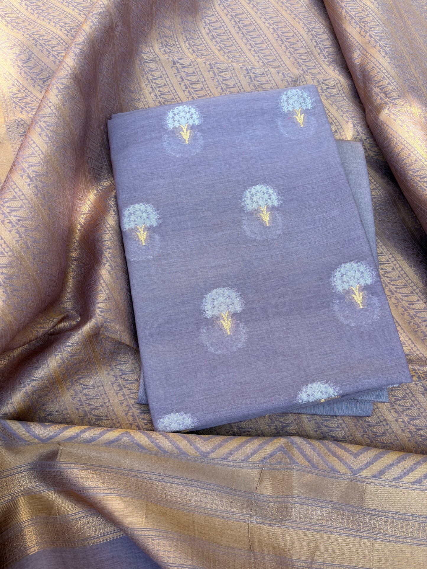 Blue Chanderi kurta, tissue dupatta, plain bottom