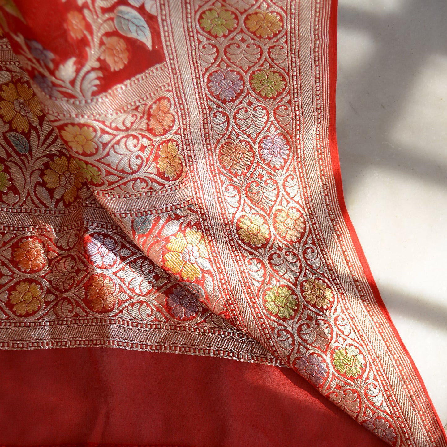 Red Khaddi georgette dupatta
