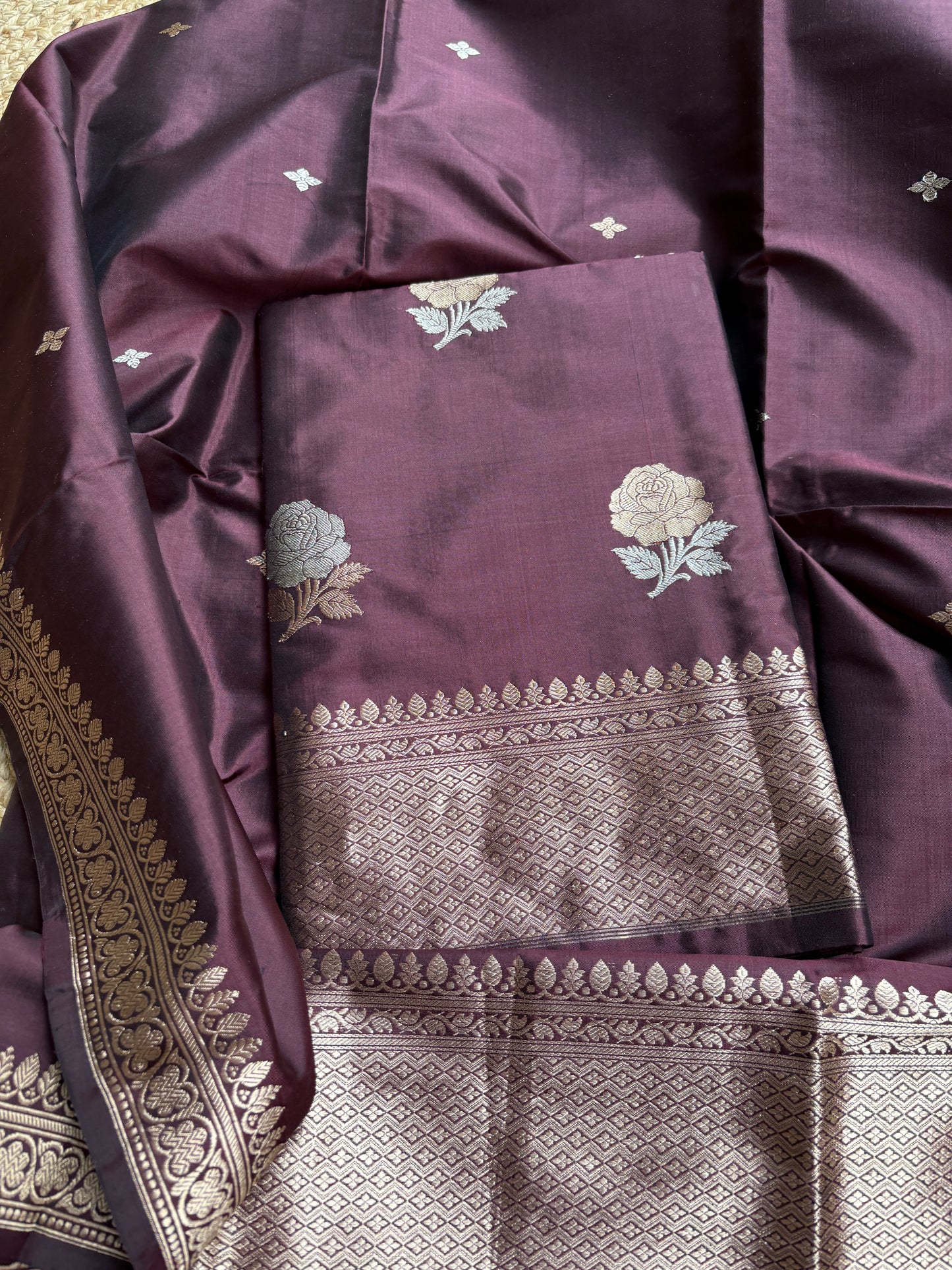 Coffee katan by katan silk kadhwa suit set