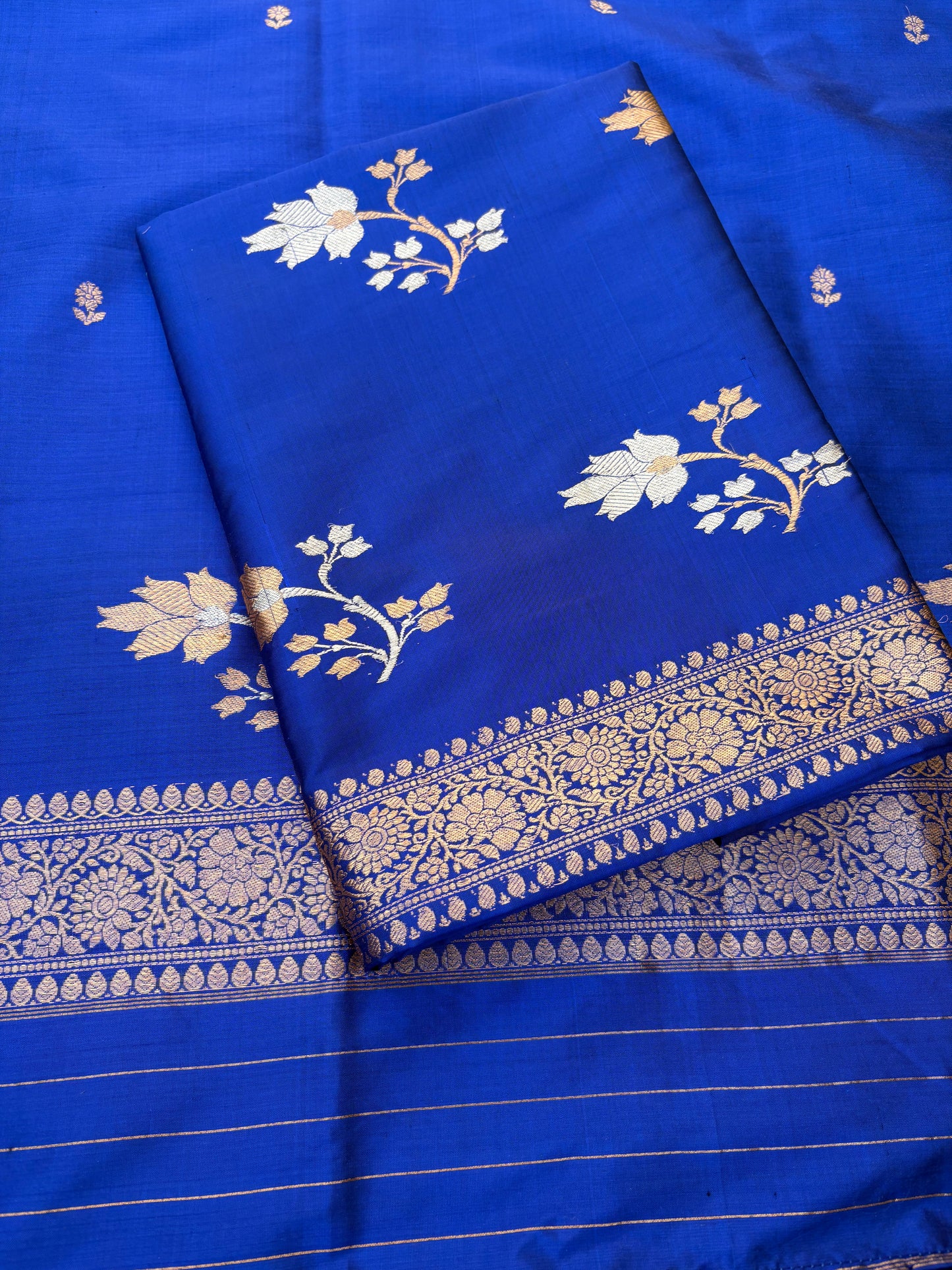 Blue katan by katan silk 3 piece kadhwa suit set