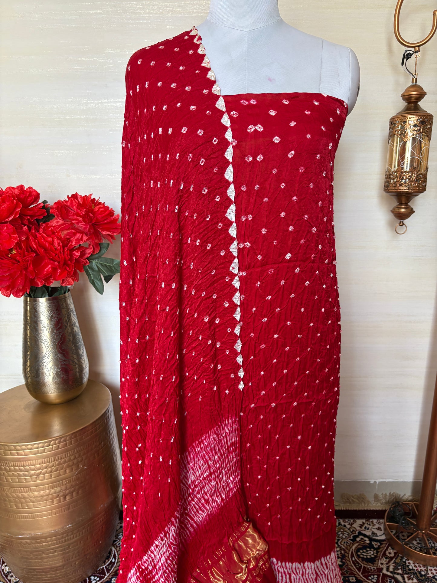 Red bandhani 3 piece suit set