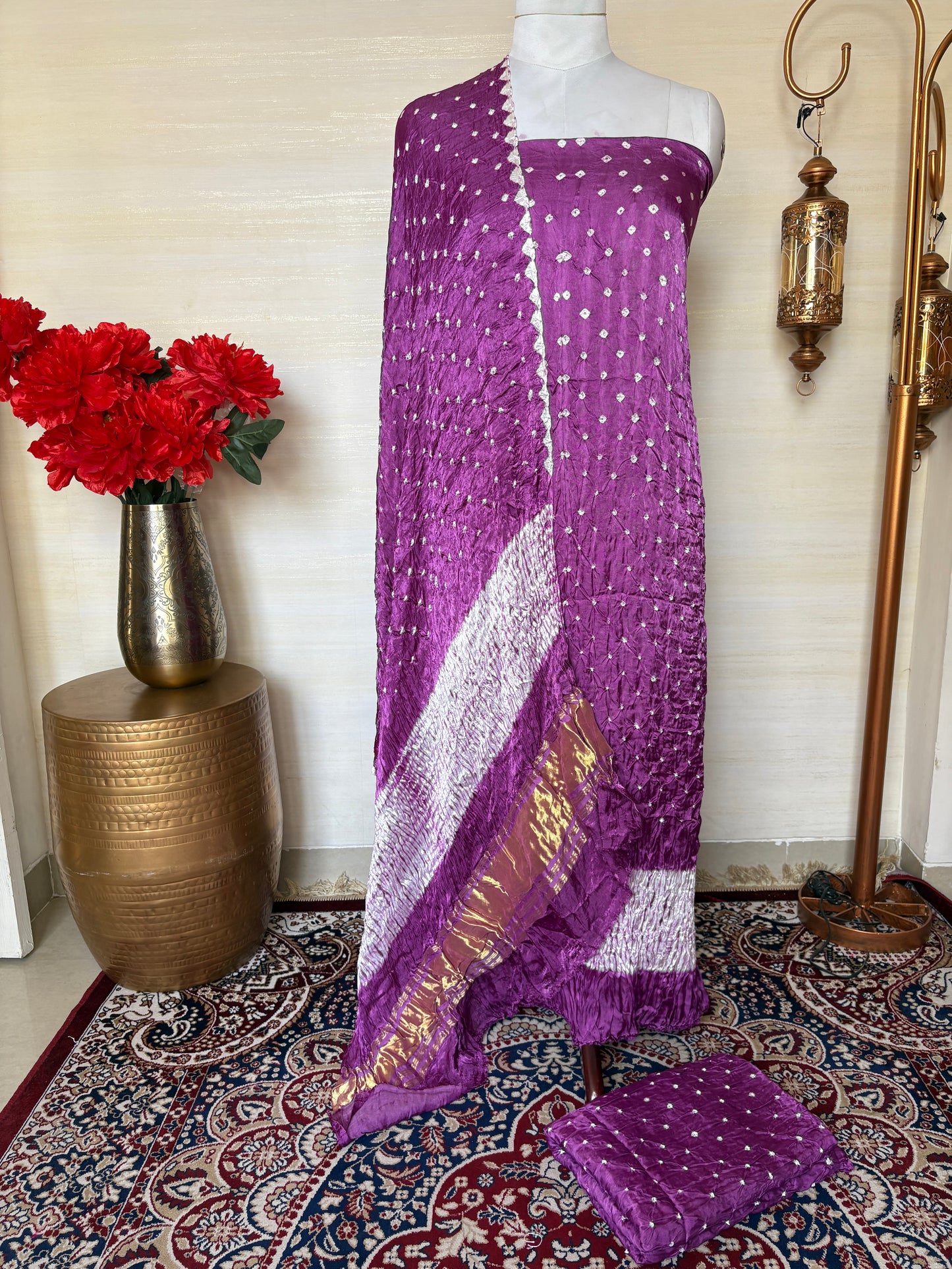 Lavender bandhani suit set