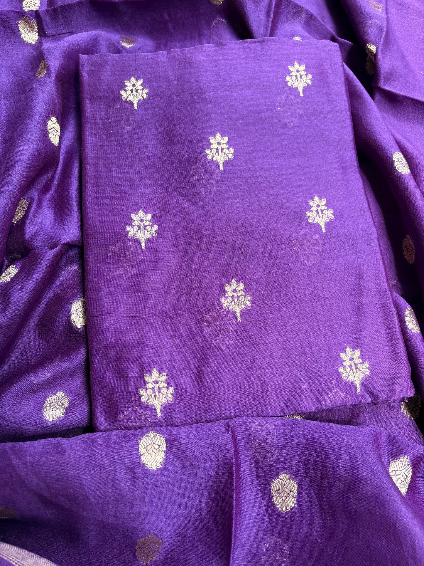 Purple Chanderi silk 3 piece suit set