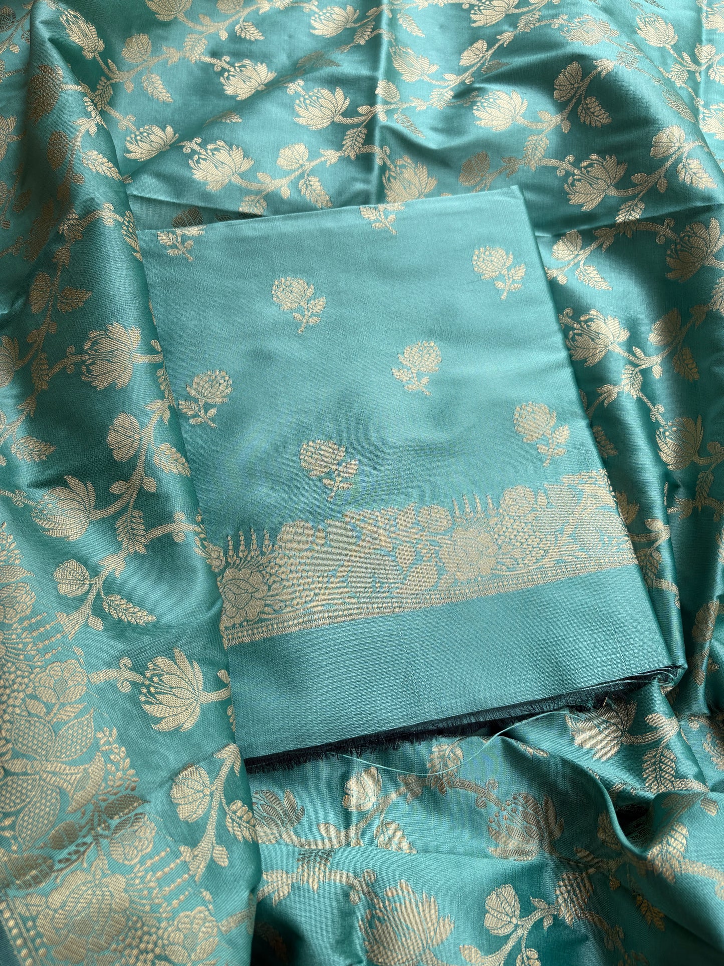 Blue premium Banarasi silk 3 piece suit set