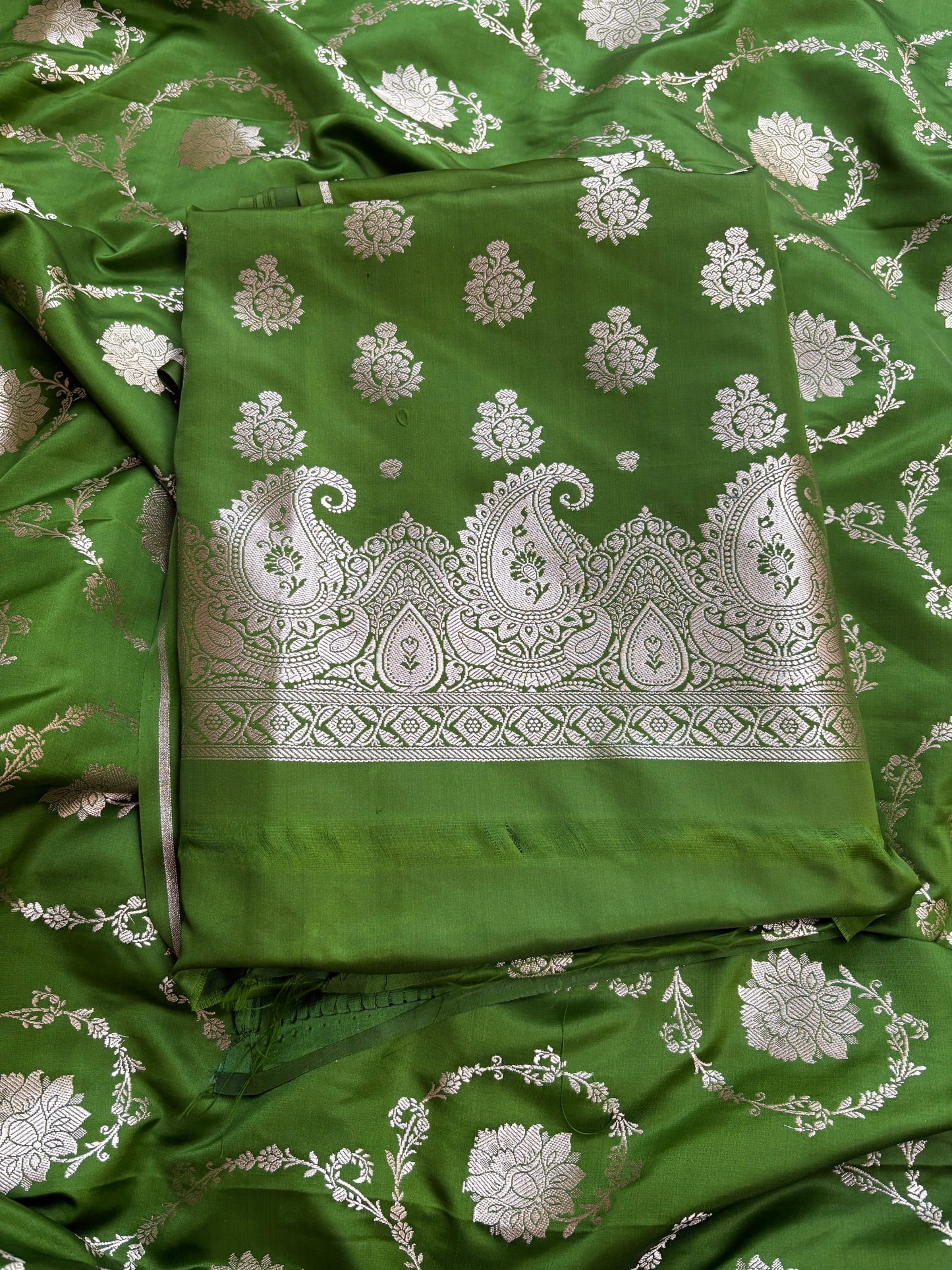 Green mashru silk 3 piece suit set
