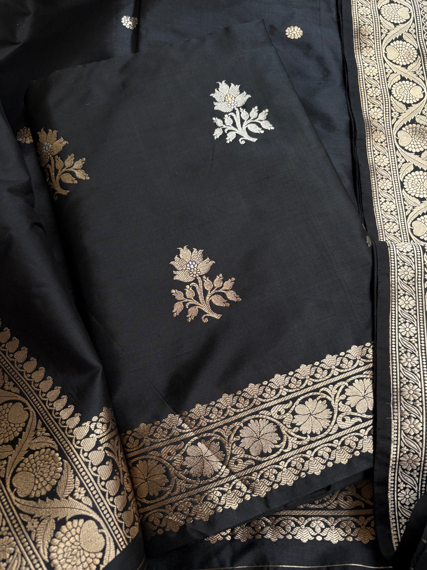 Black katan by katan sona rupa 3 piece suit set
