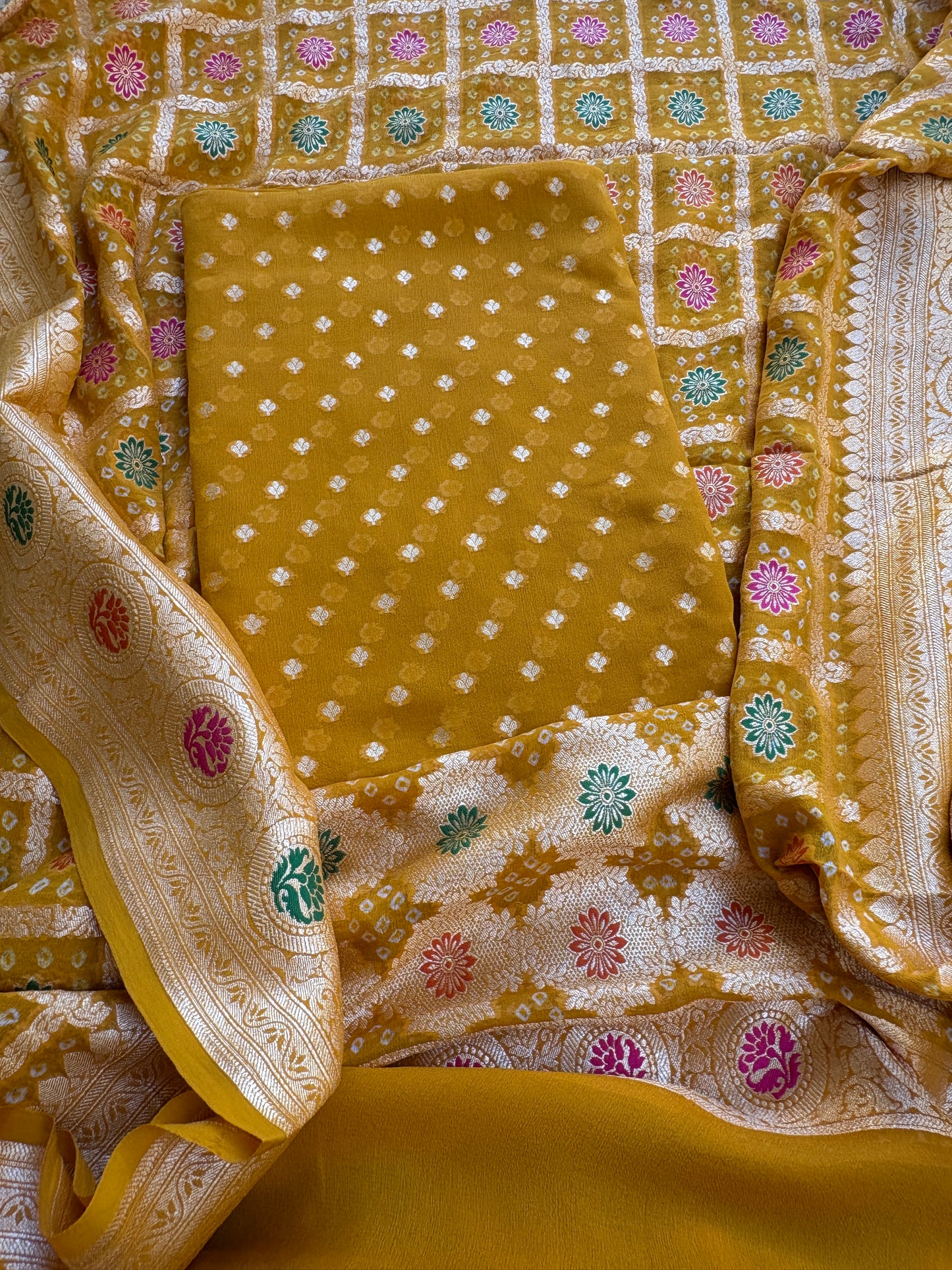 Mustard Khaddi georgette suit set