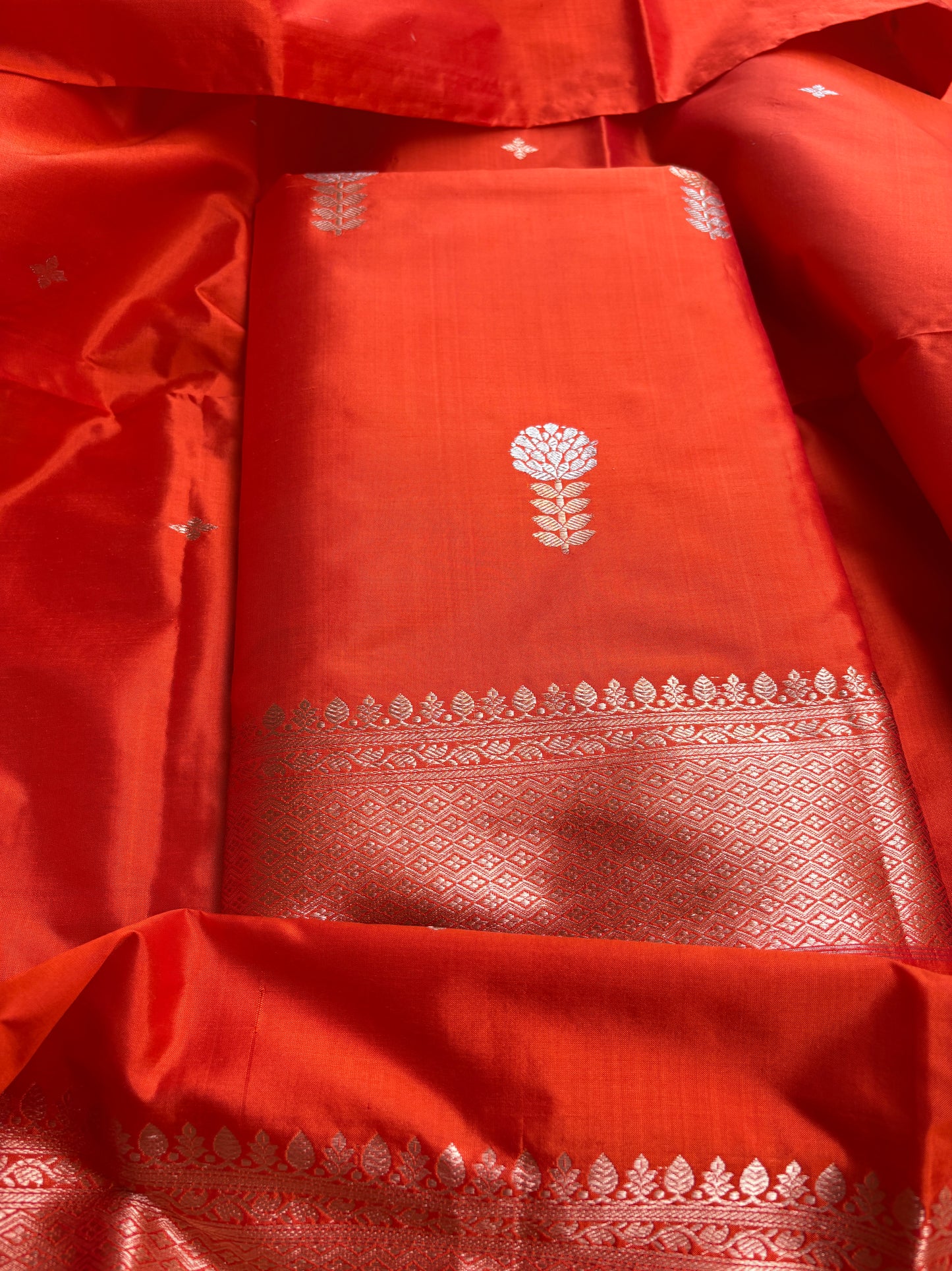 Orange katan by katan silk 3 piece suit set
