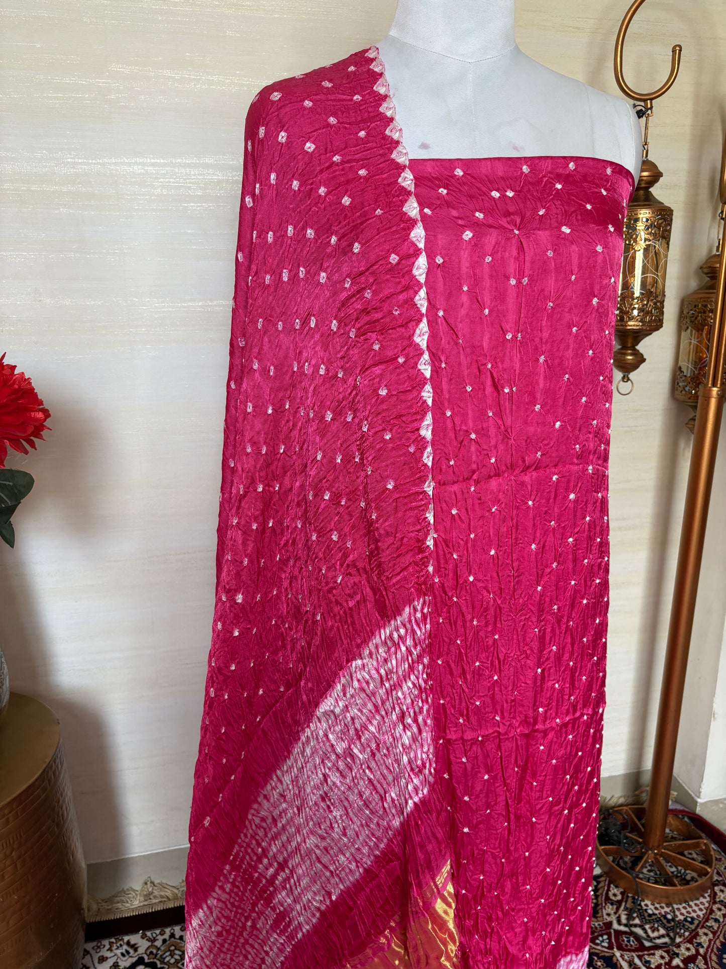 Pink bandhani suit set