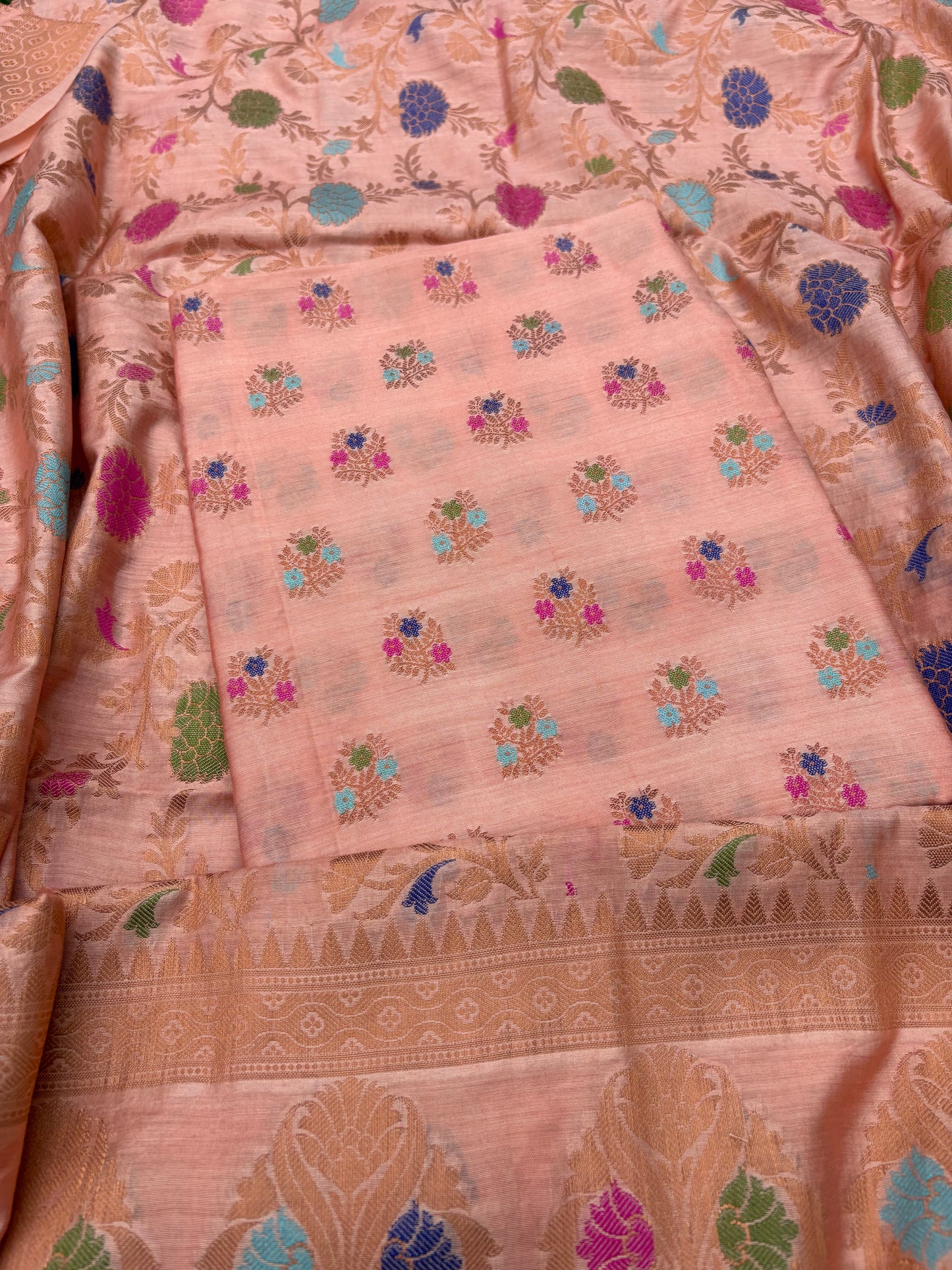 Peach cotton 3 piece suit set