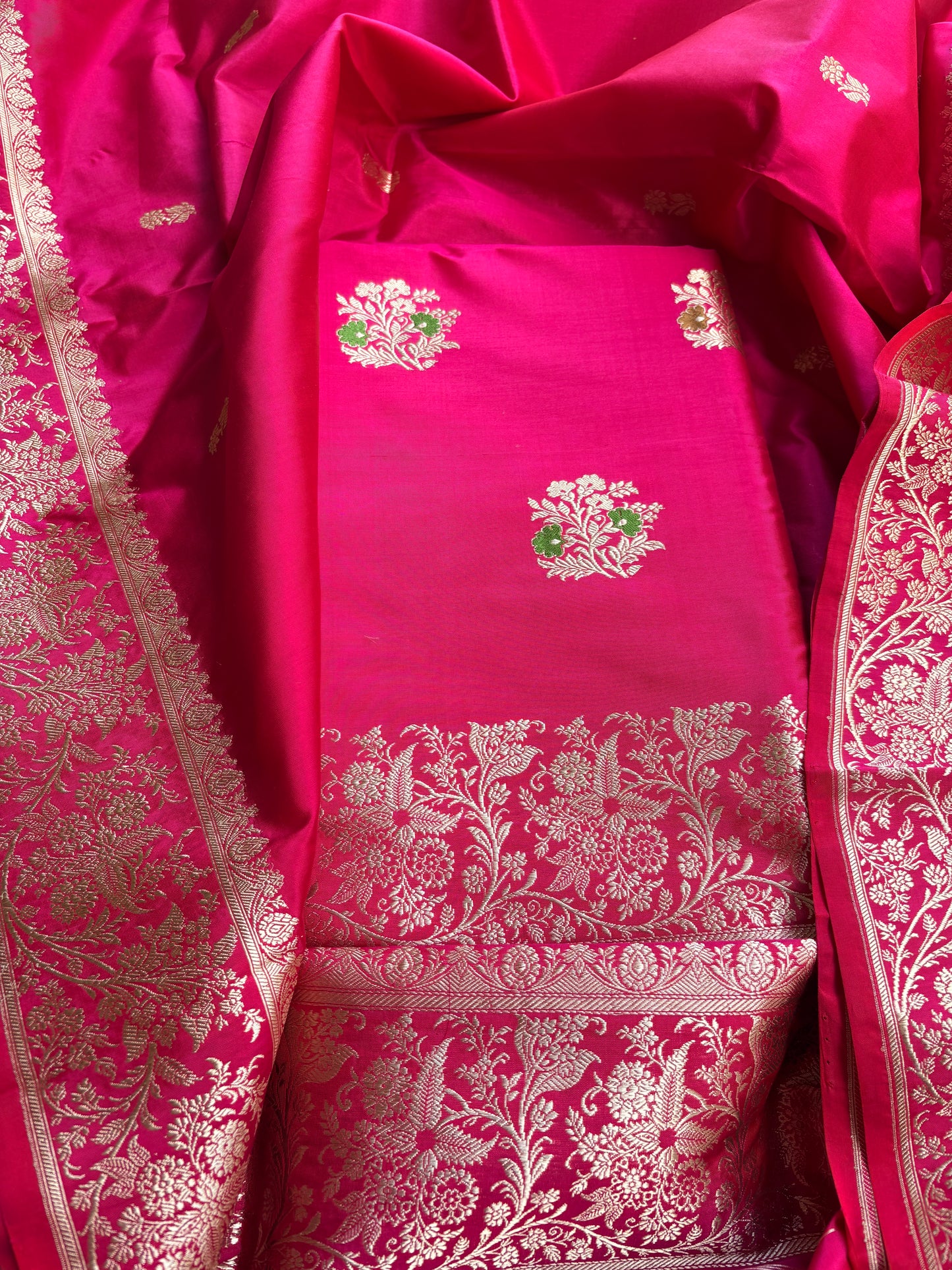 Pink katan by katan kadhwa silk suit set
