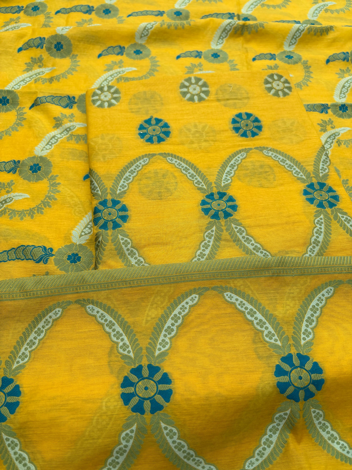 Mustard meenadar Chanderi 3 piece suit set