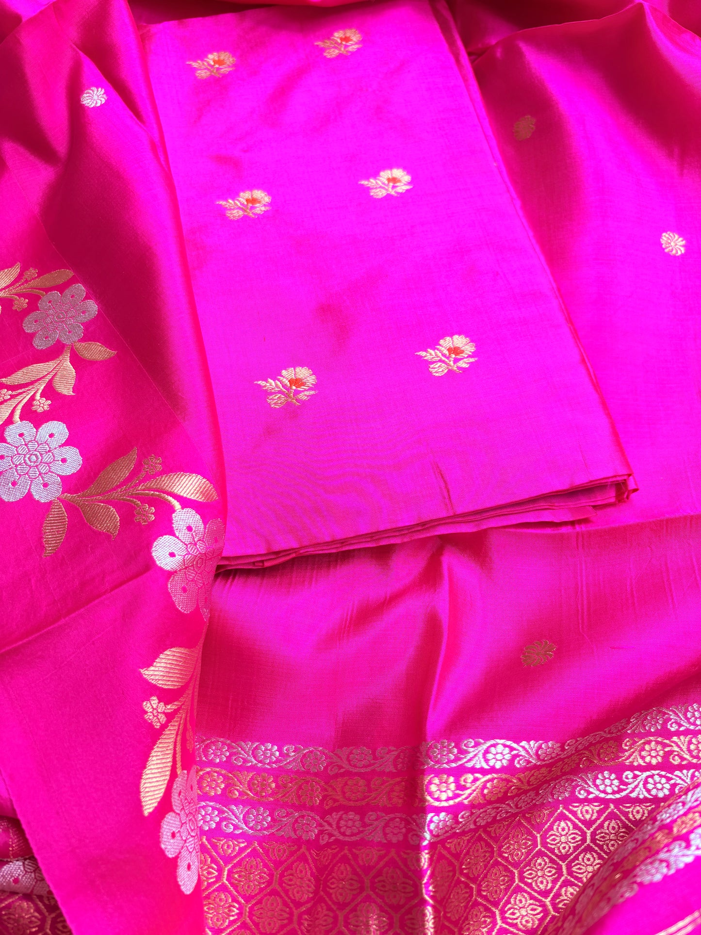 Pink katan by katan silk 3 piece suit set