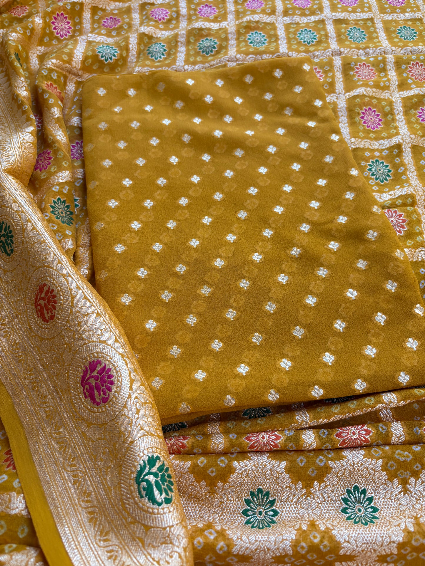 Mustard Khaddi georgette suit set