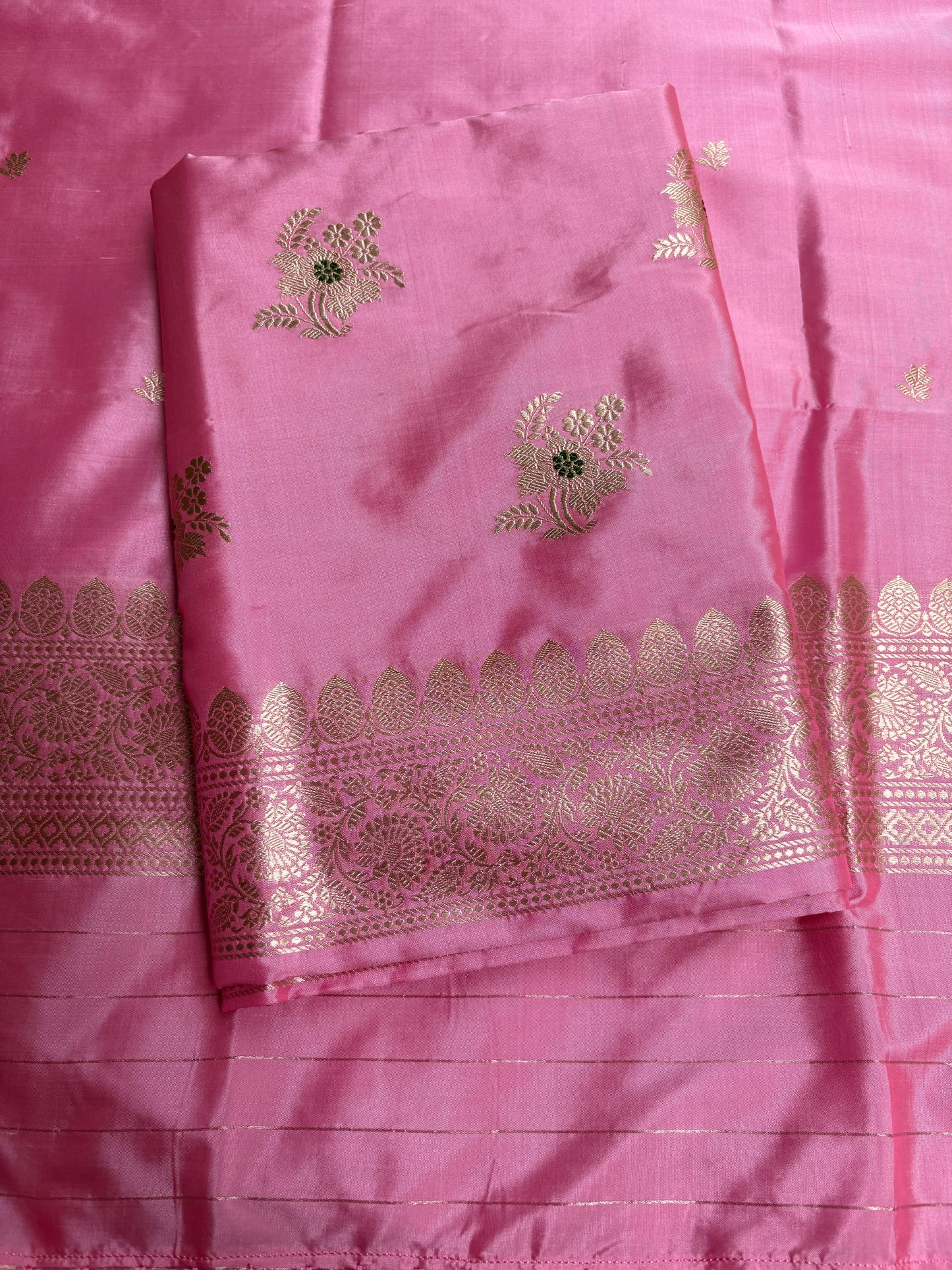 Pink Katan by katan silk meenadar suit set