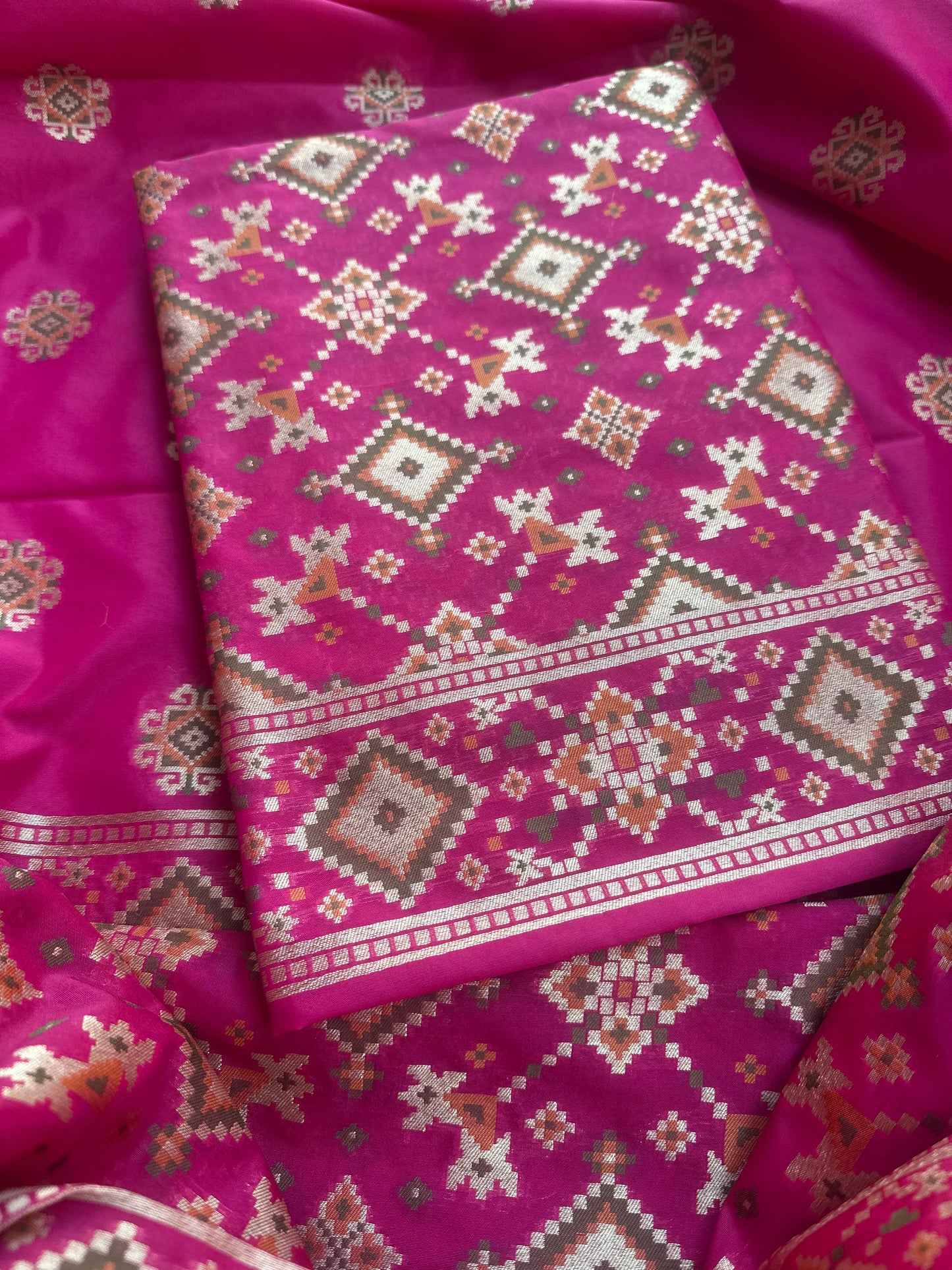 Pink Gharchola chiniya silk 3 piece suit set