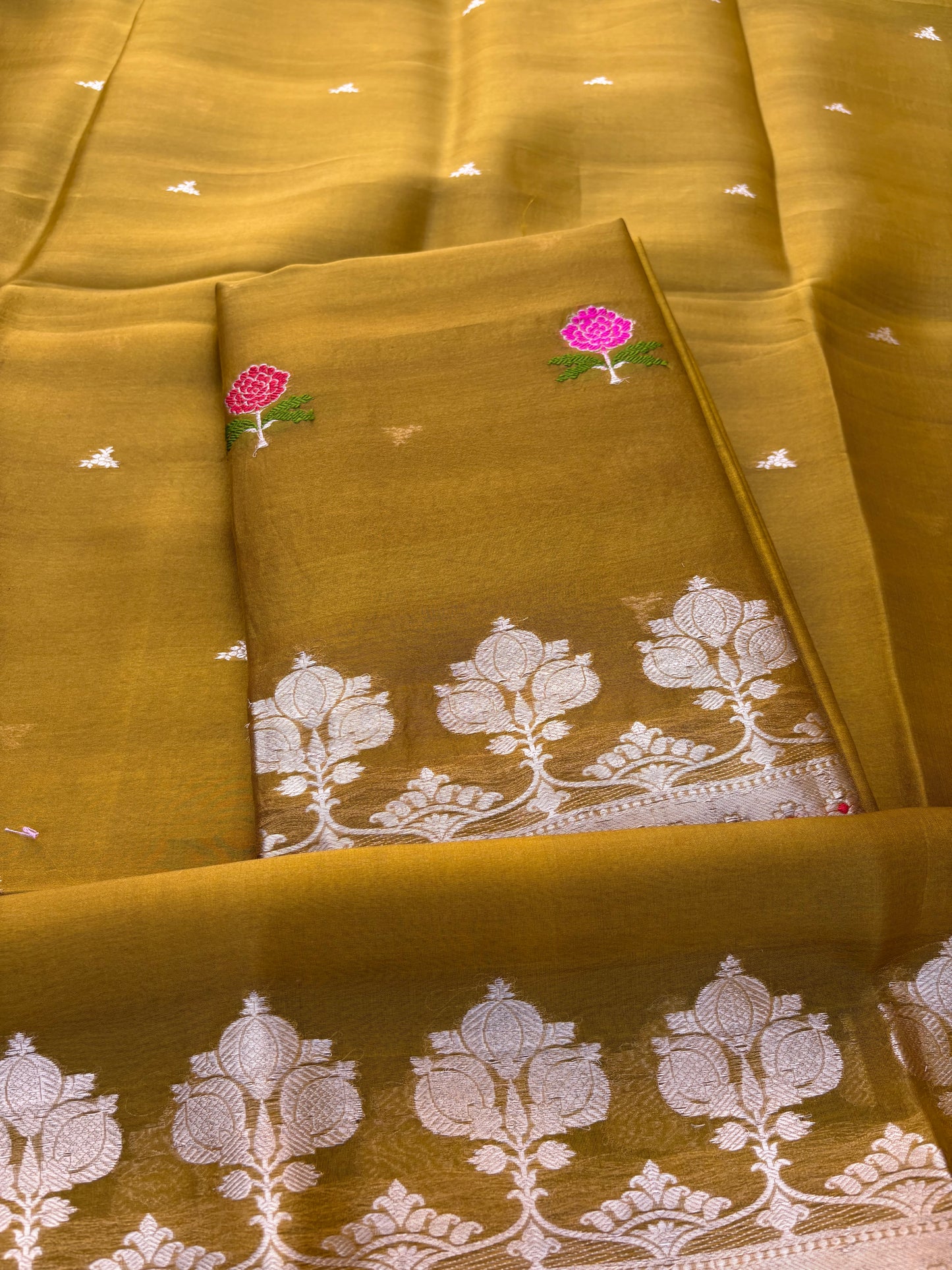 Green kora kadhwa meenadar suit set