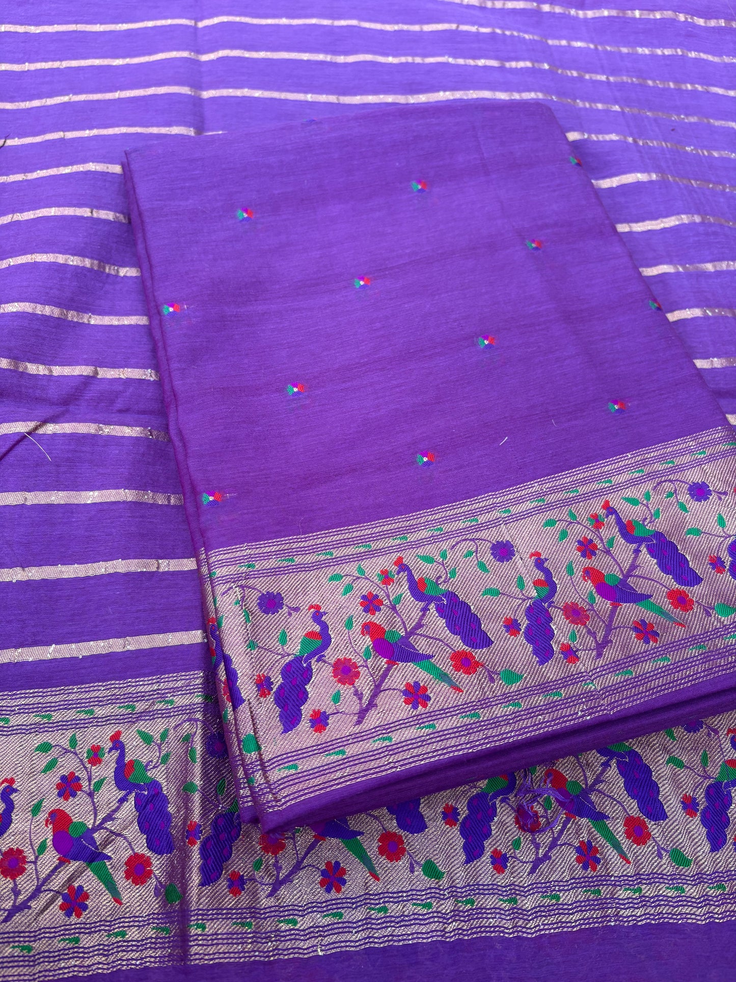 Purple Chanderi paithani weaving 3 piece suit set
