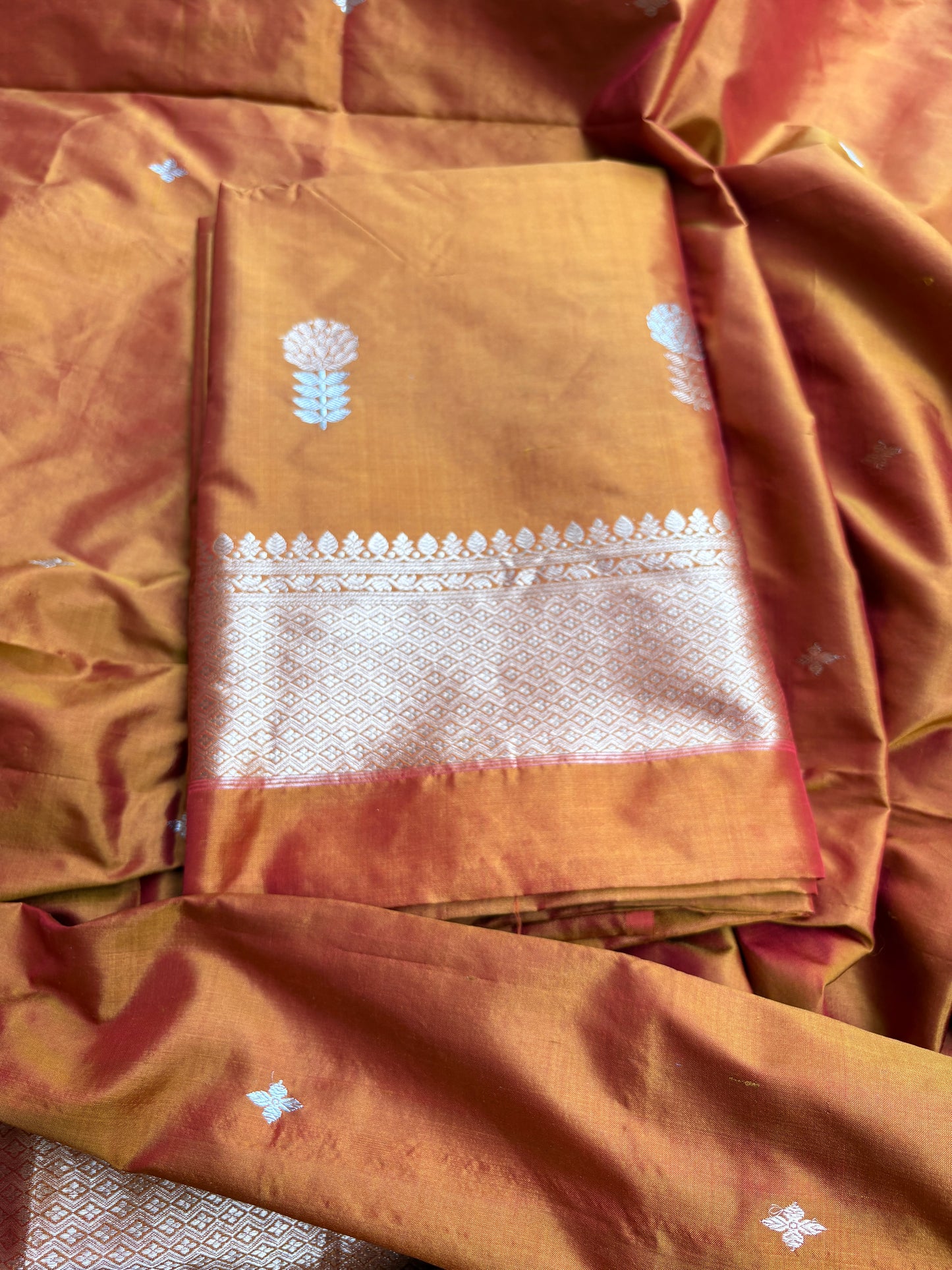 Yellow gold katan by katan silk 3 piece suit set