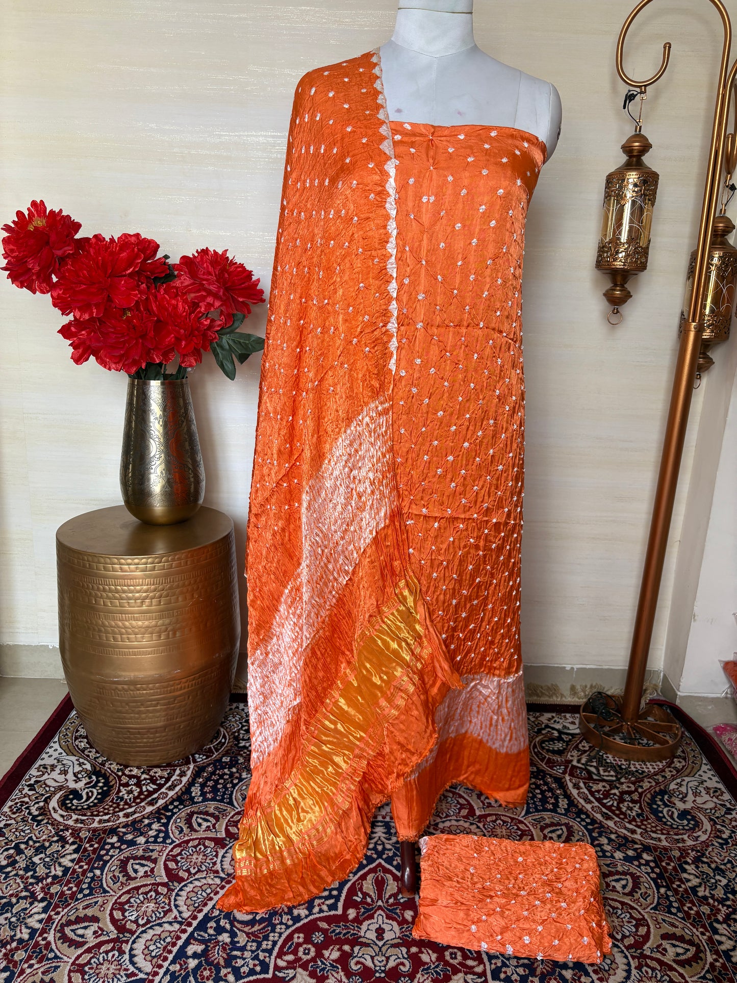 Orange bandhani suit set