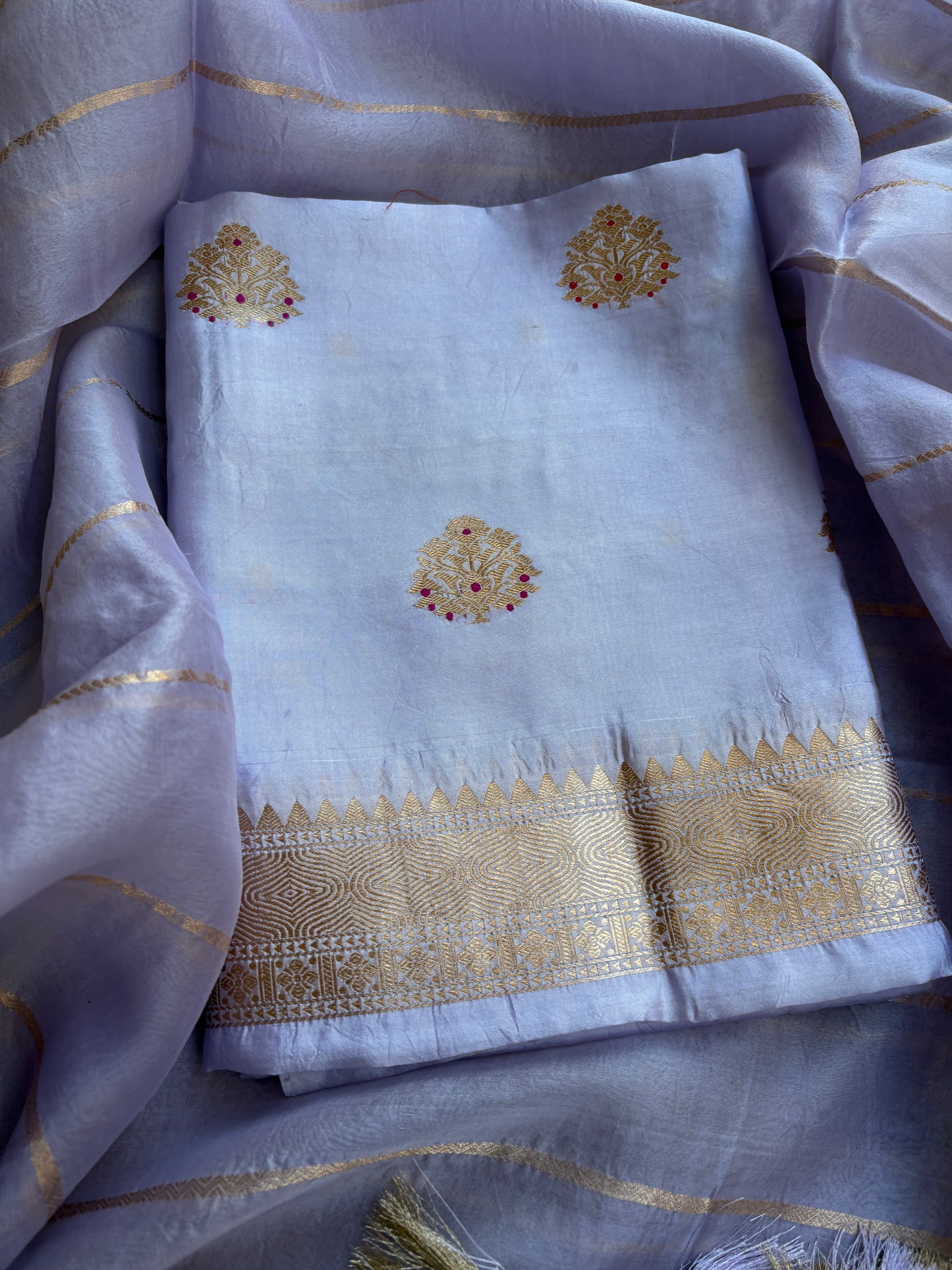 Blue Chiniya kora meenadar suit set