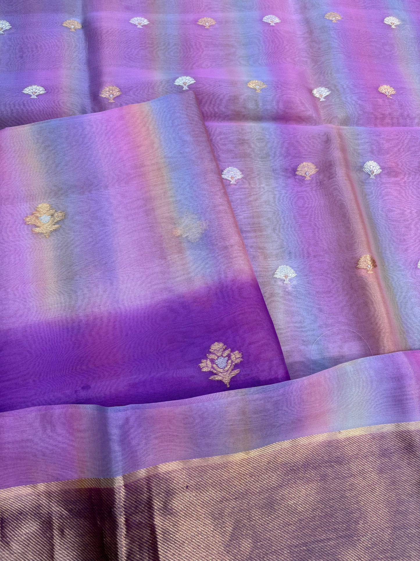 Lavender shaded kora kadhwa 3 piece suit set