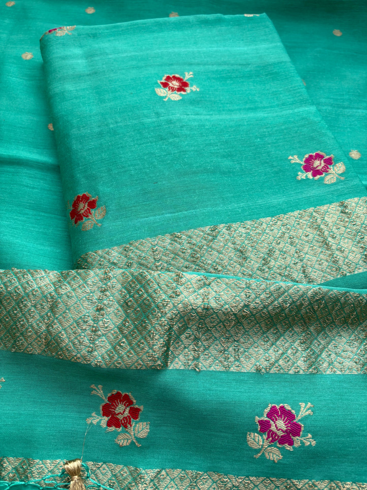 Pure kadhwa moonga silk 3 piece suit set