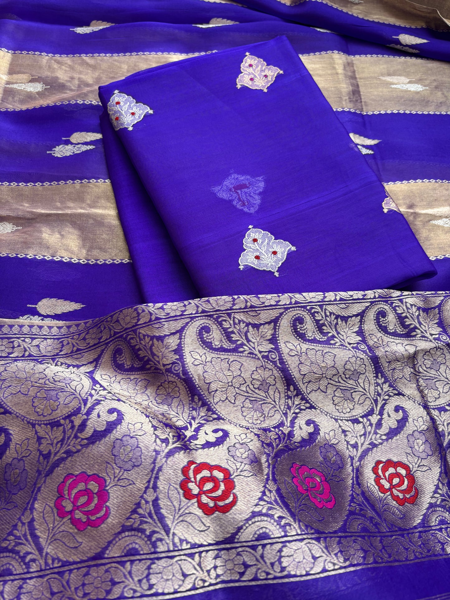 Purple kora kadhwa 3 piece suit set