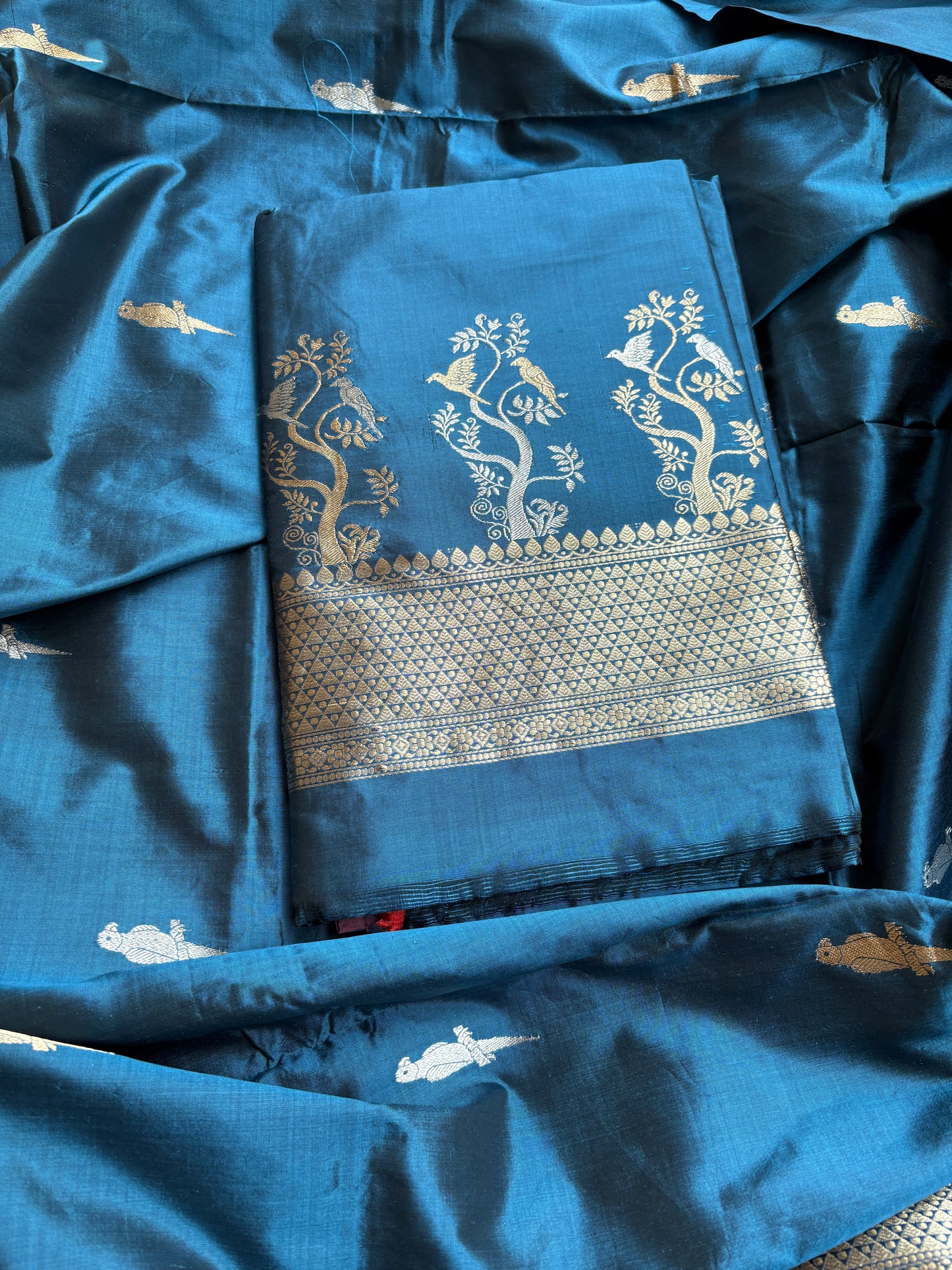 Blue katan by katan kadhwa silk suit set