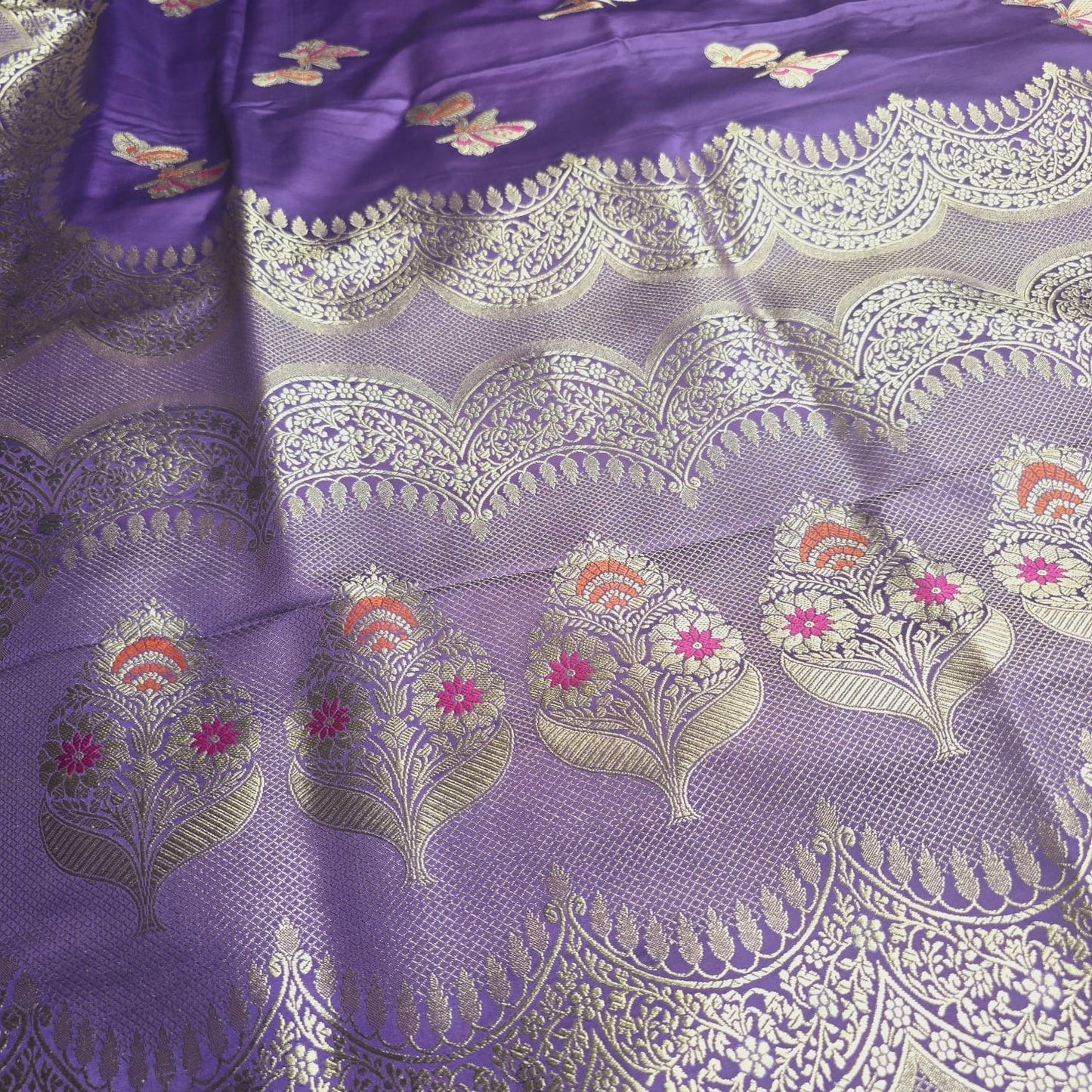 Premium Mashru silk Meenakari Banarasi saree.