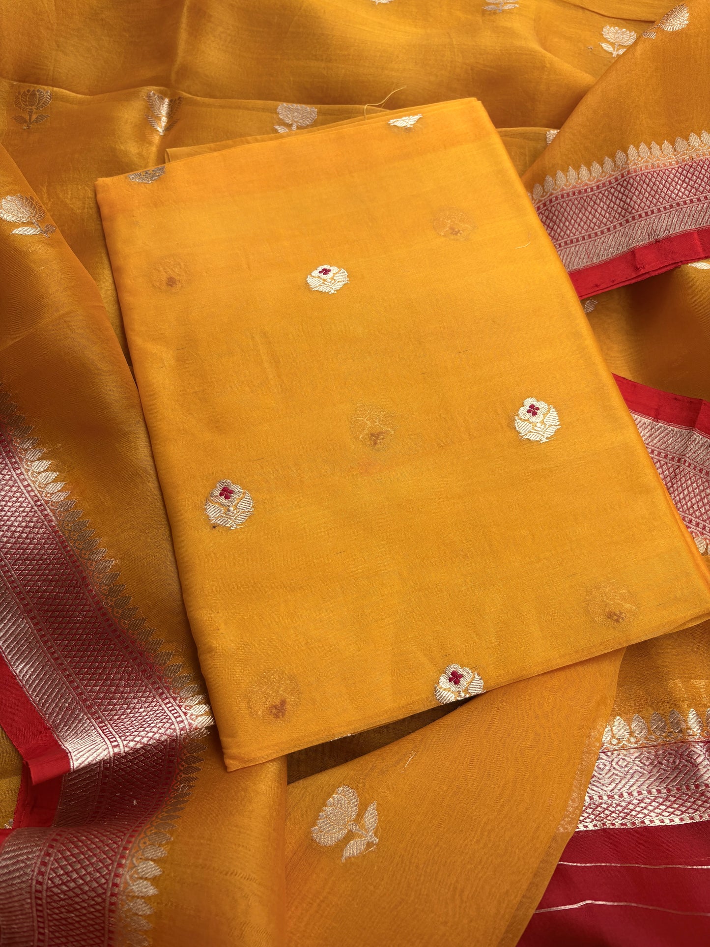 Yellow kora kadhwa suit set