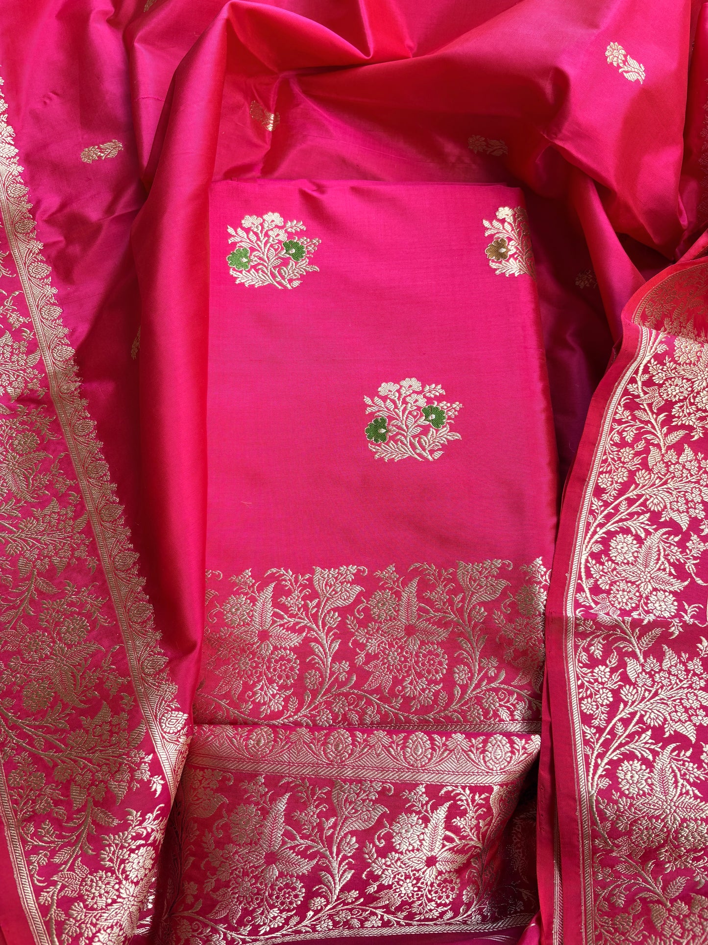 Pink katan by katan kadhwa silk suit set
