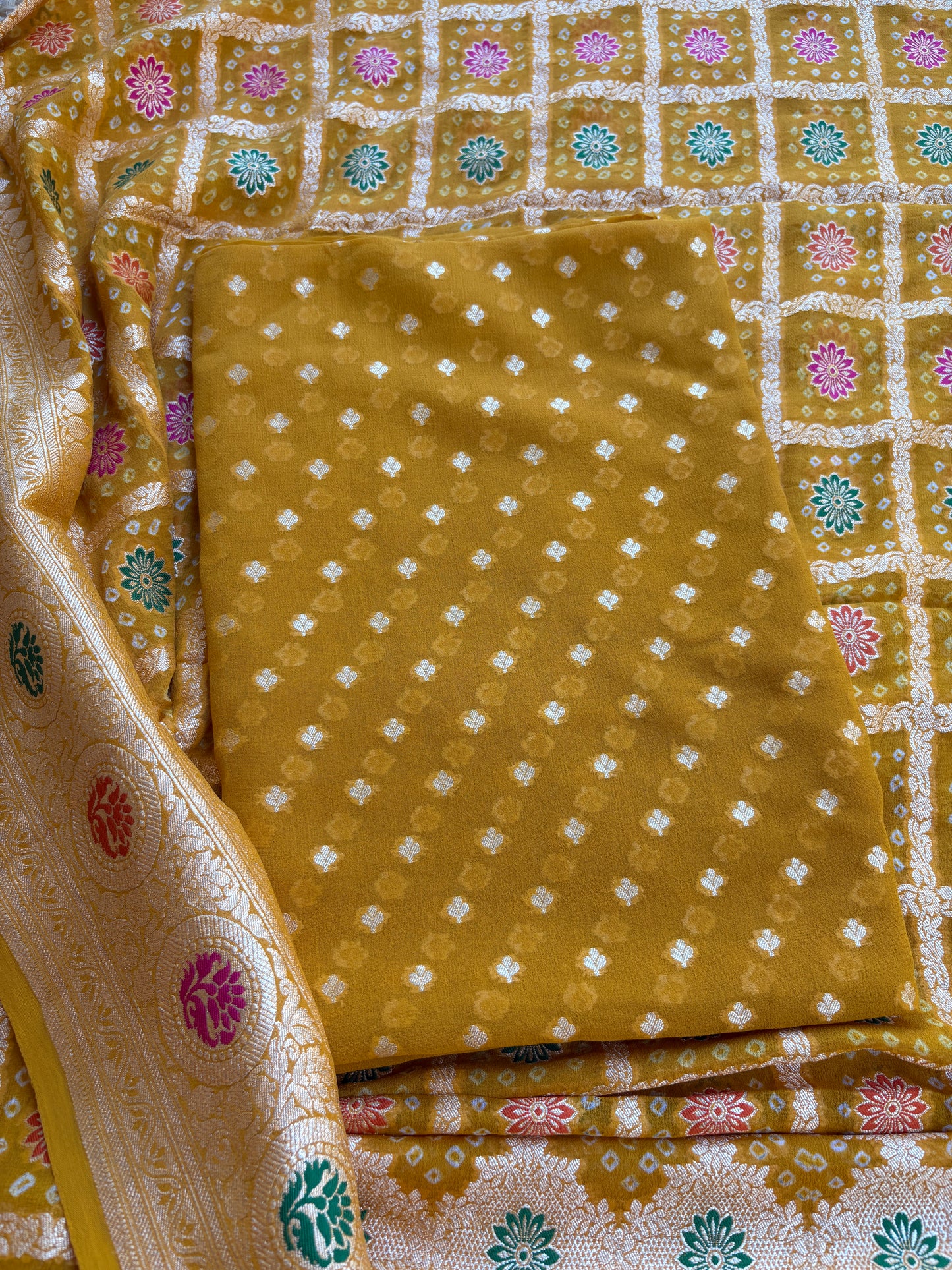 Mustard Khaddi georgette suit set