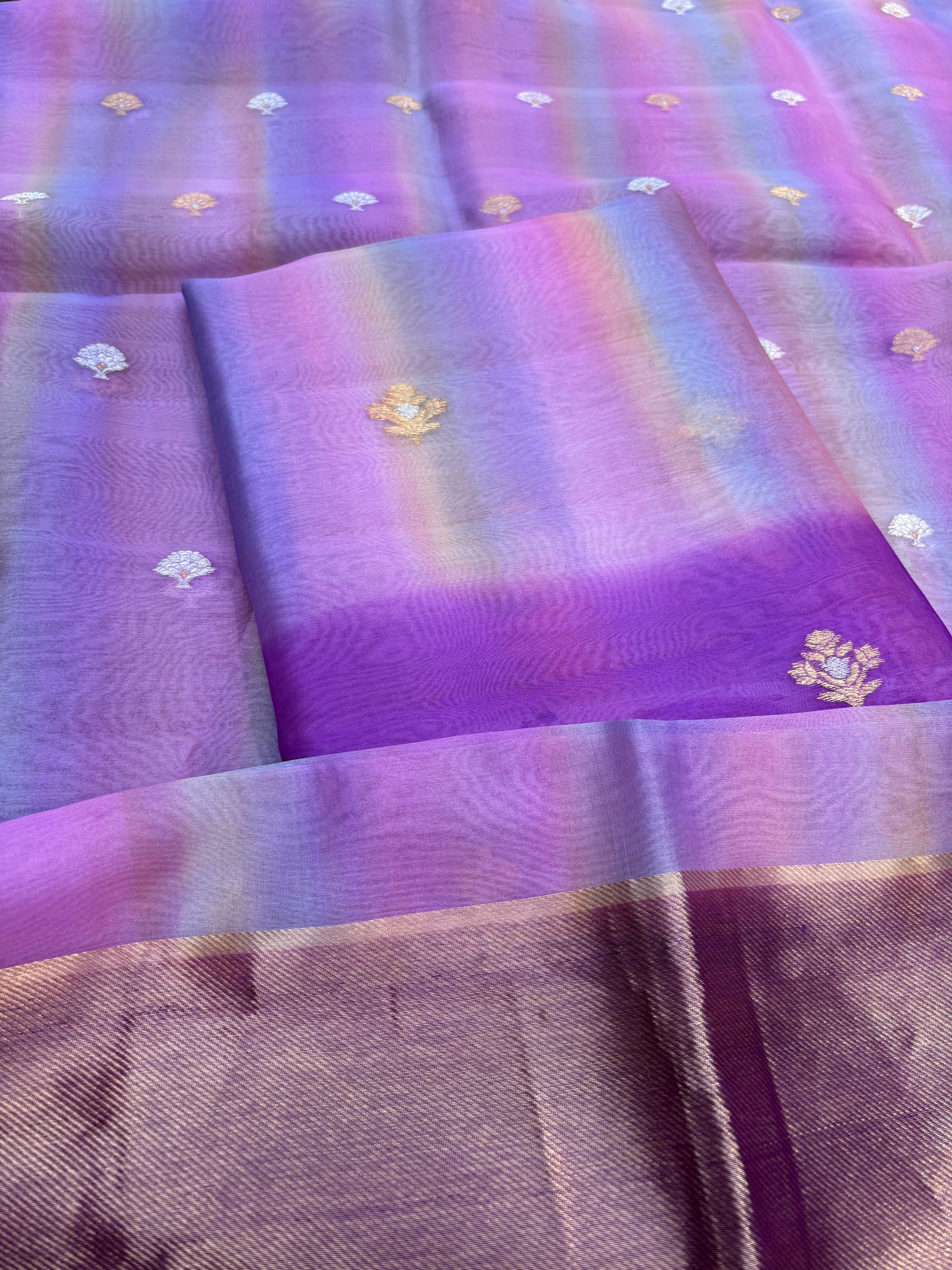 Lavender shaded kora kadhwa 3 piece suit set