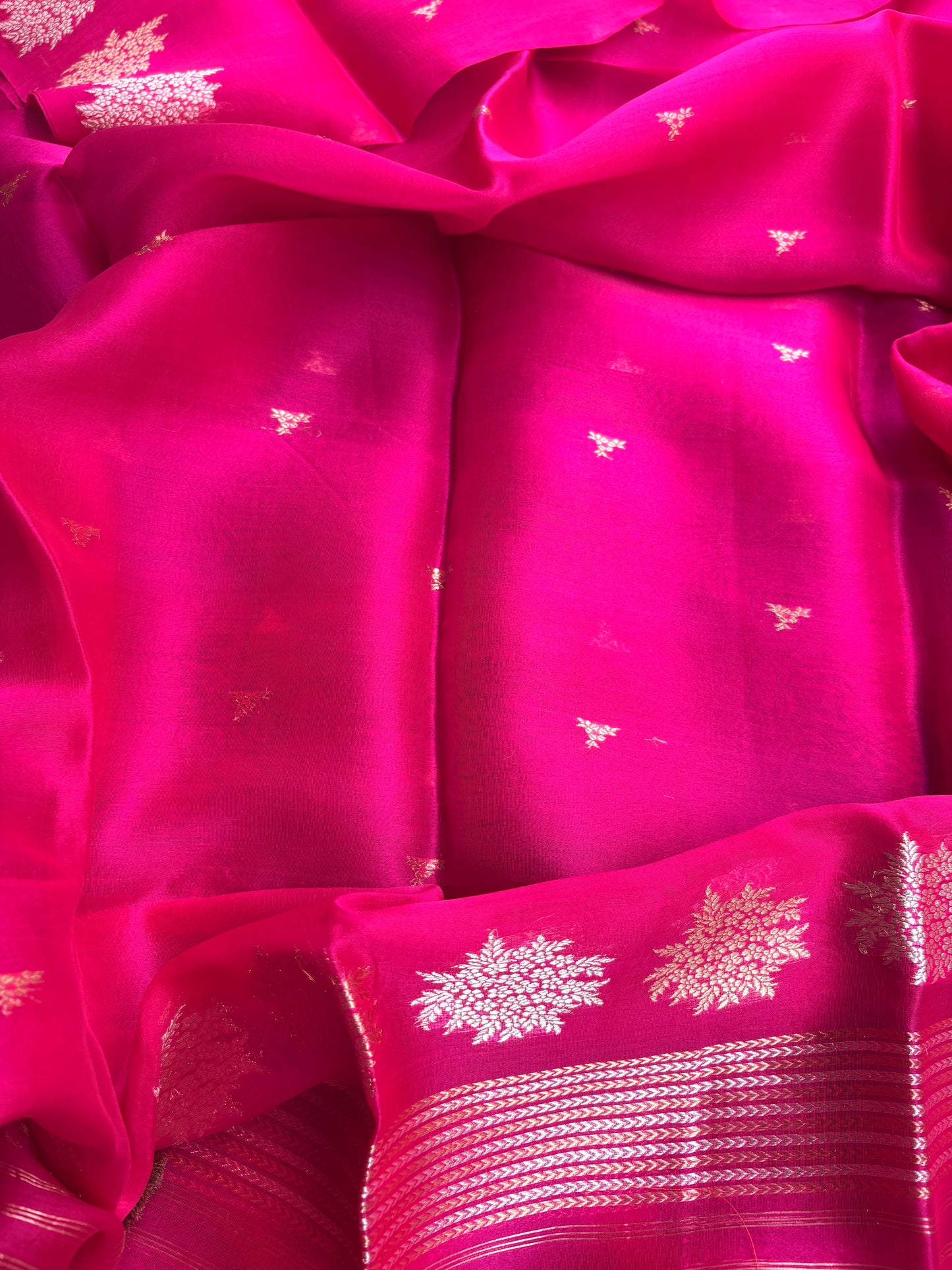 Pink kadhwa meenadar raw silk Kurta, bottom , kora kadhwa dupatta