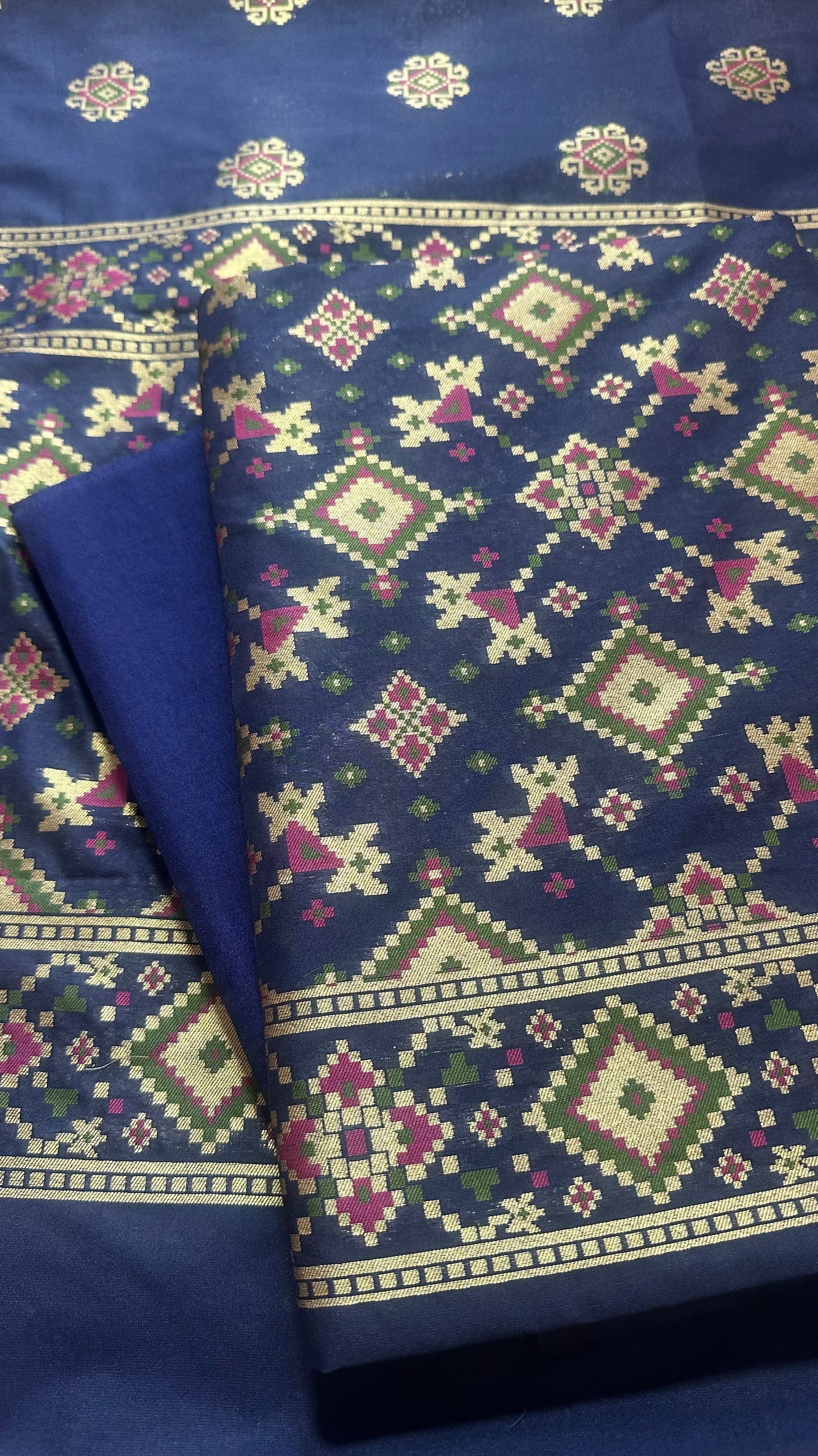 Blue gharchola chiniya silk 3 piece set