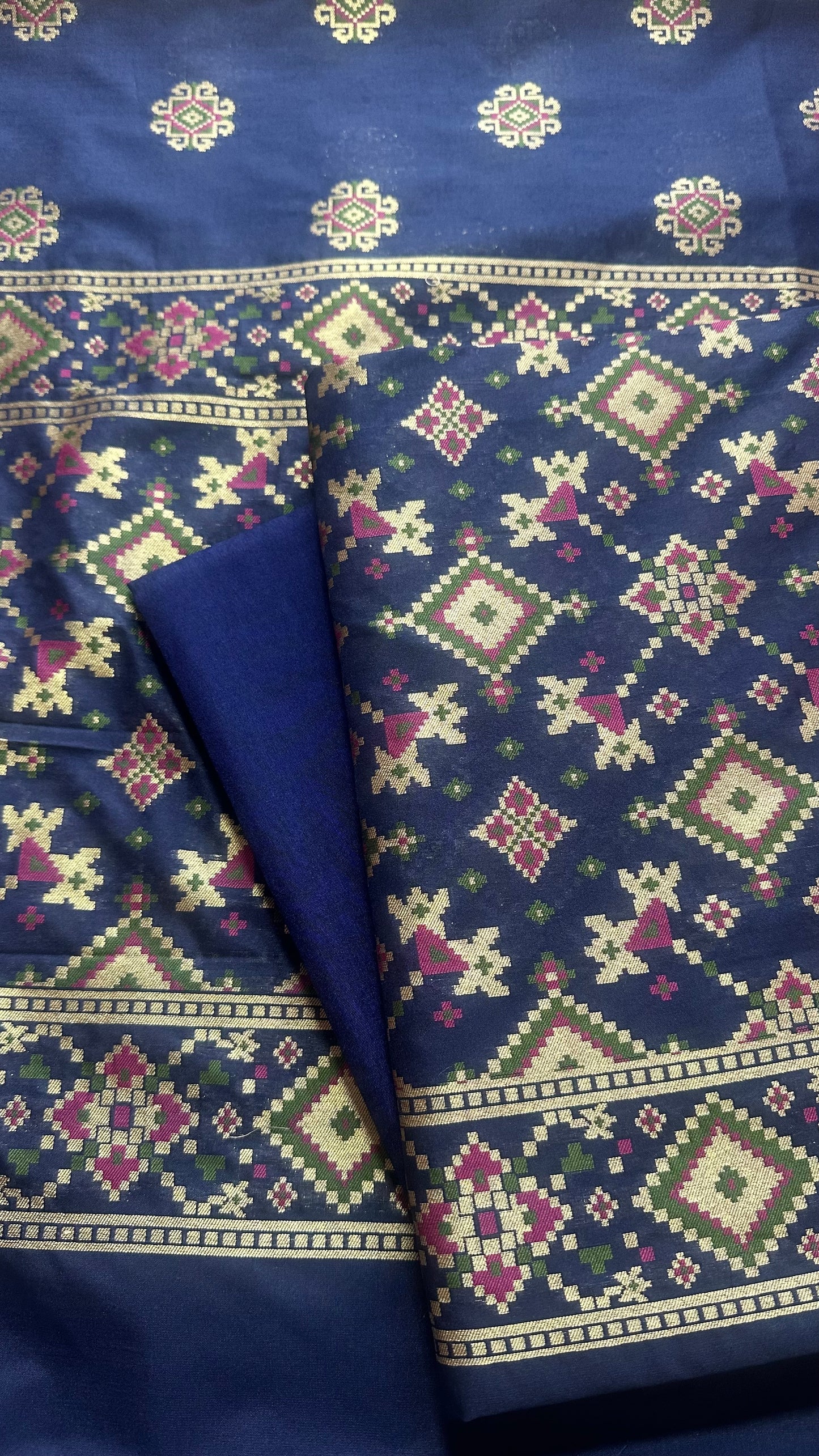 Blue gharchola chiniya silk 3 piece set