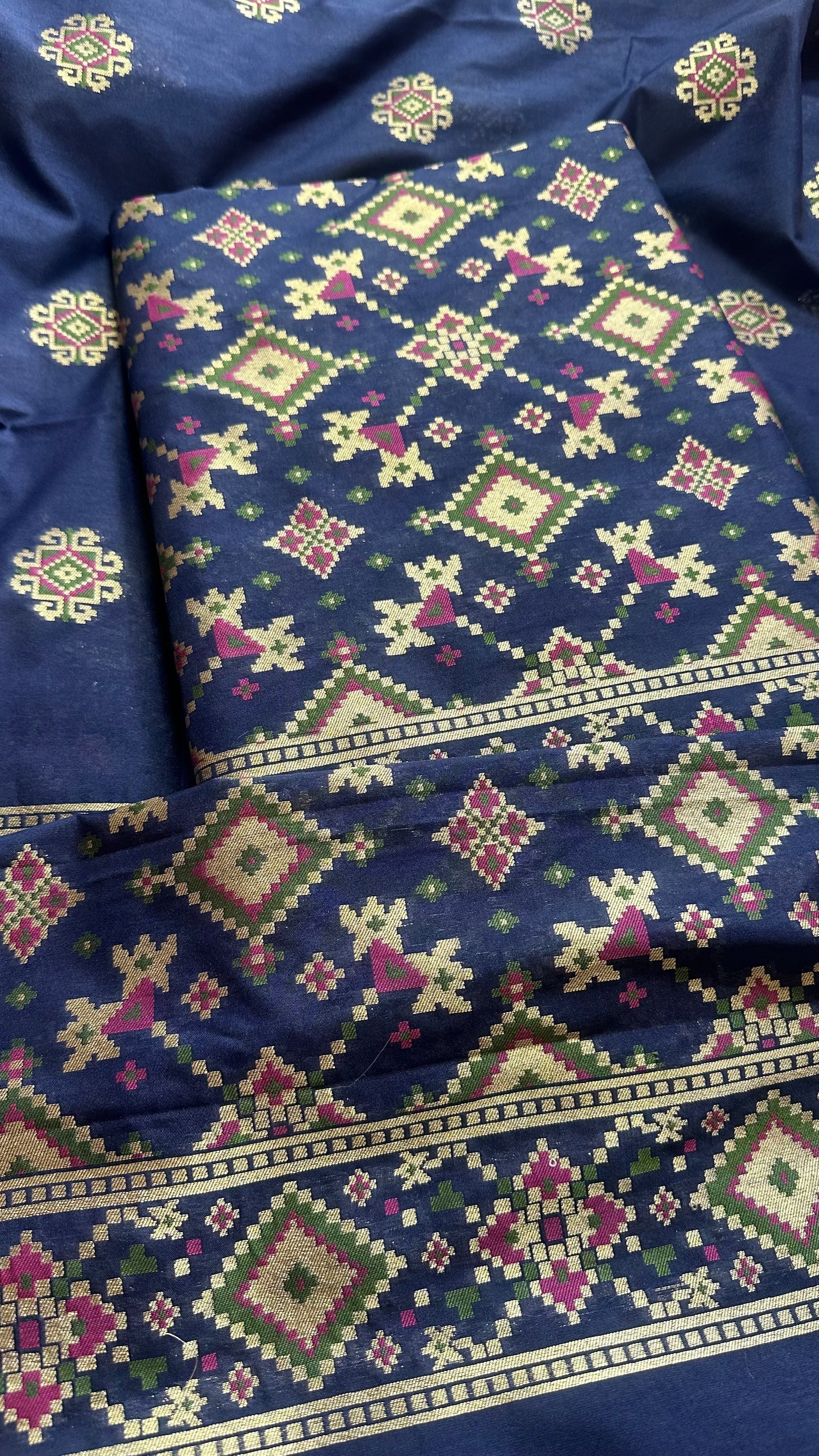 Blue gharchola chiniya silk 3 piece set