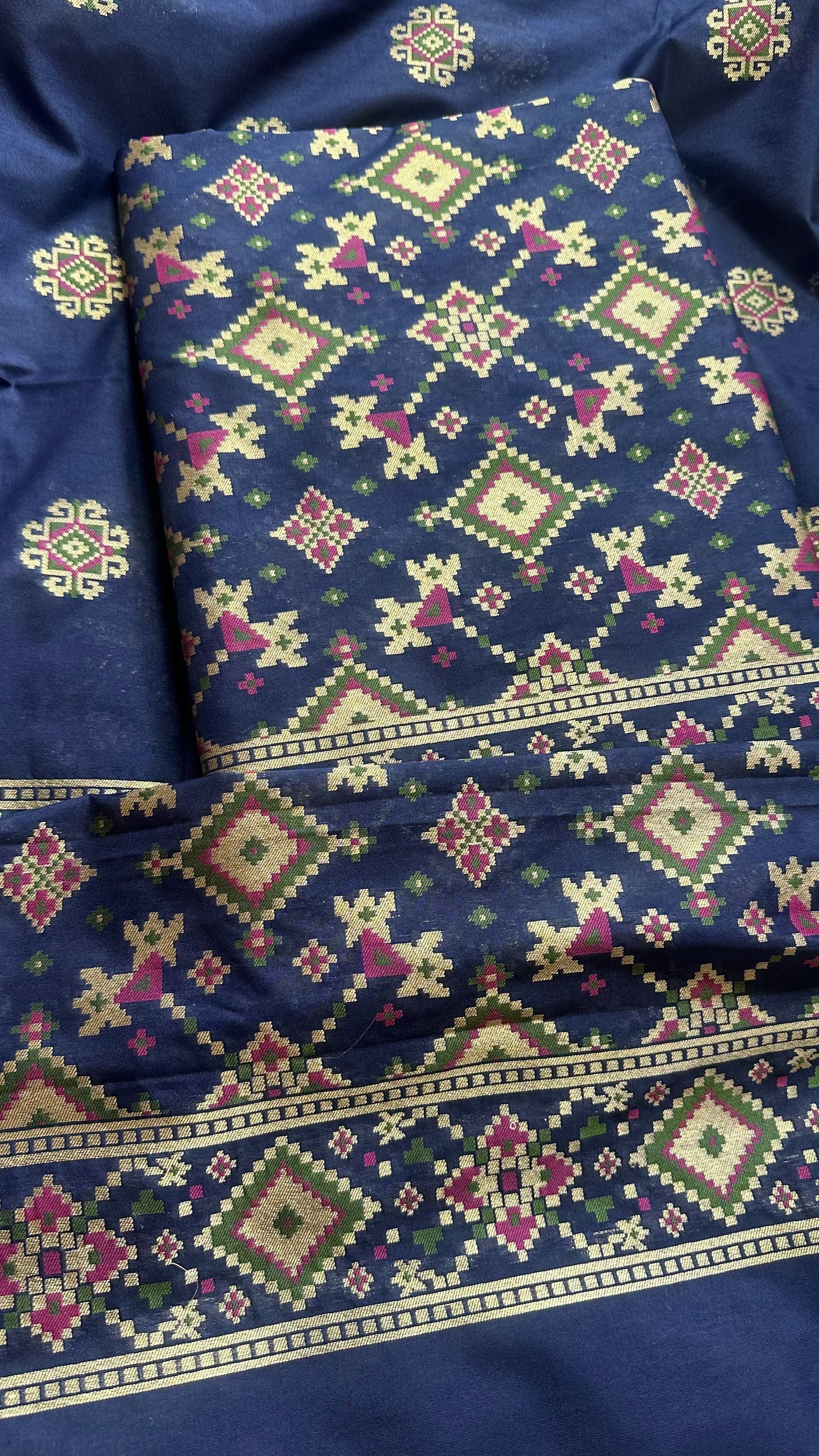 Blue gharchola chiniya silk 3 piece set