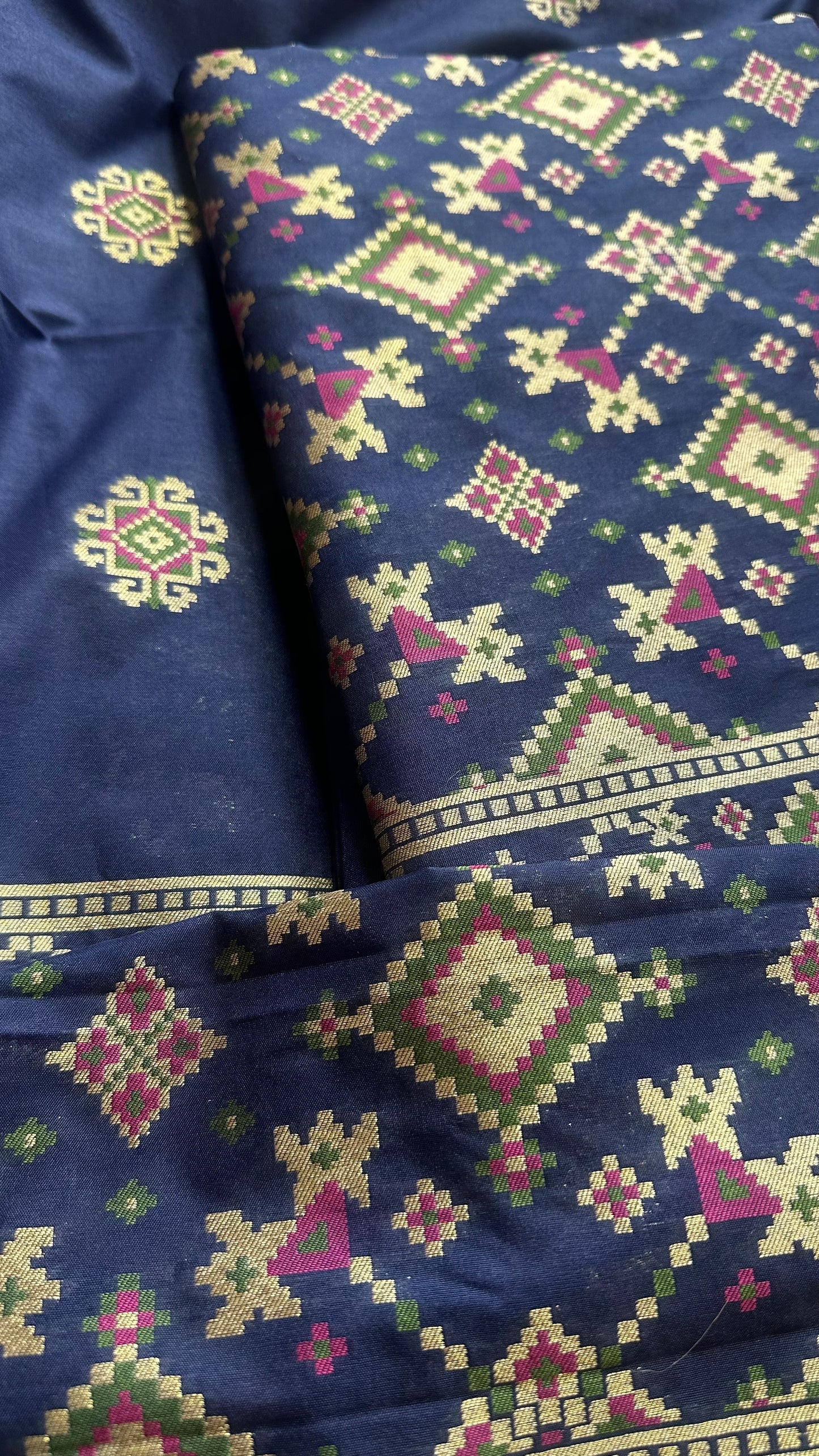 Blue gharchola chiniya silk 3 piece set
