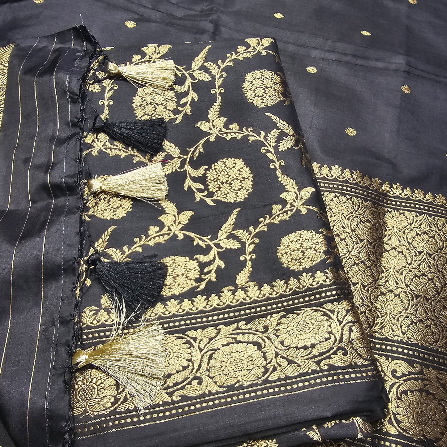 Black katan by katan silk 3 piece suit set