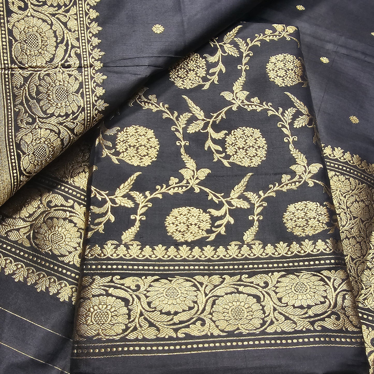 Black katan by katan silk 3 piece suit set