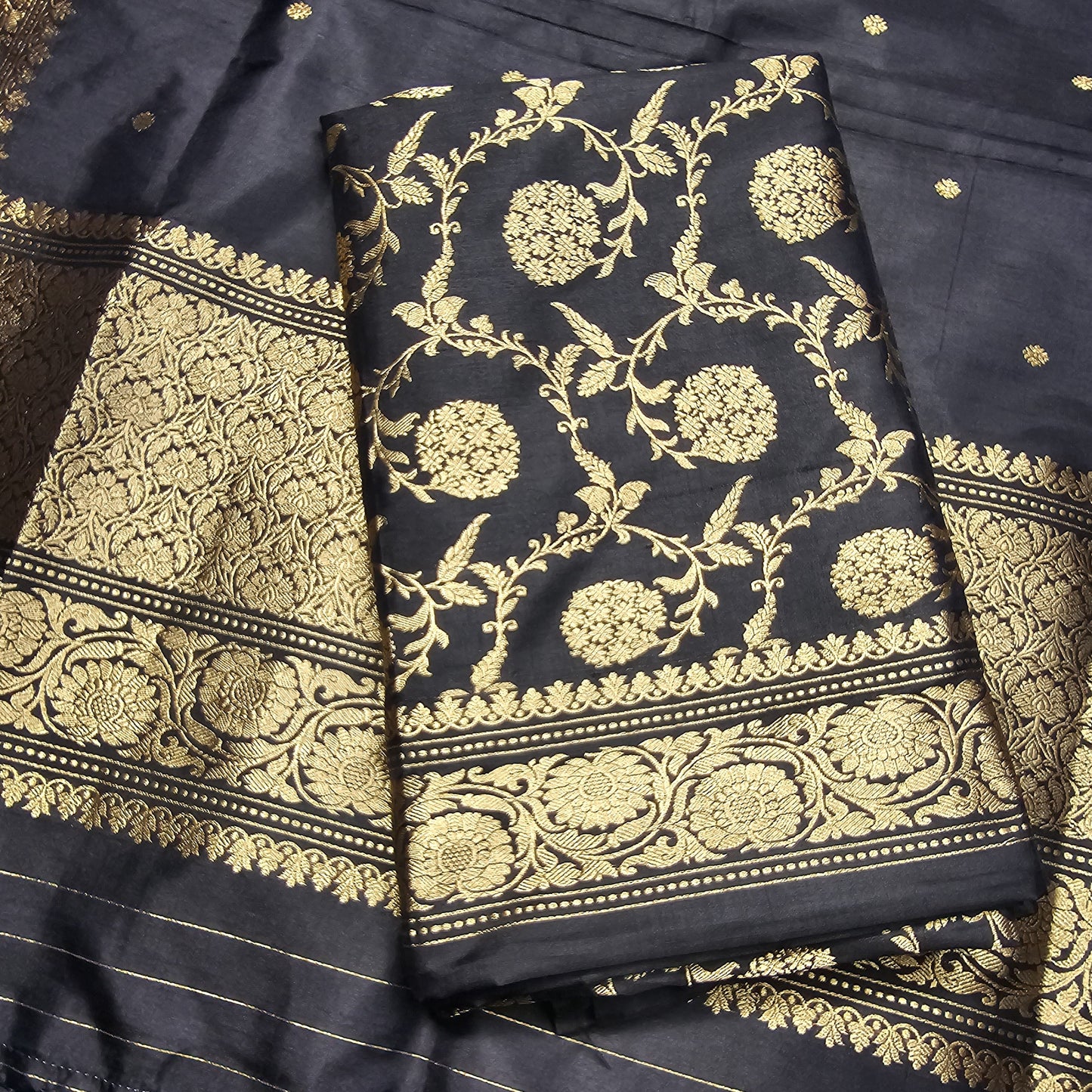 Black katan by katan silk 3 piece suit set