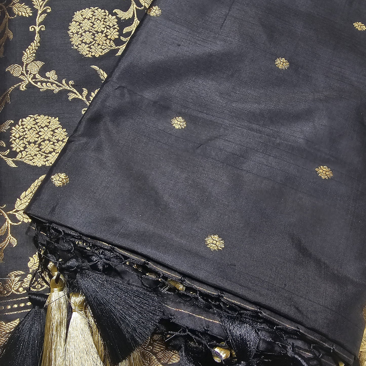 Black katan by katan silk 3 piece suit set