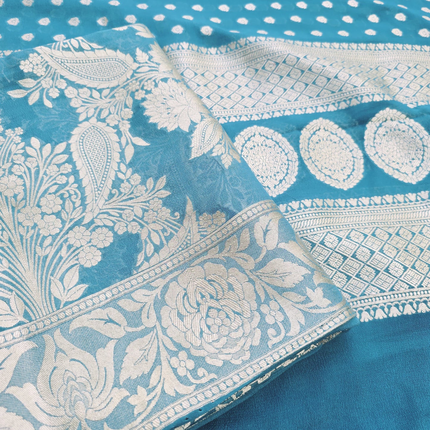 Blue khaddi georgette 2 piece suit
