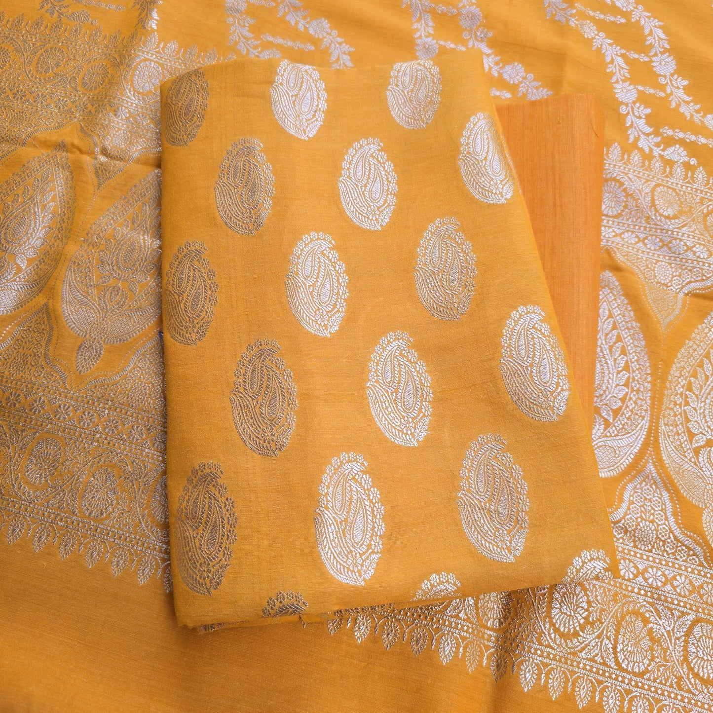 Mustard moonga silk 3 piece suit set