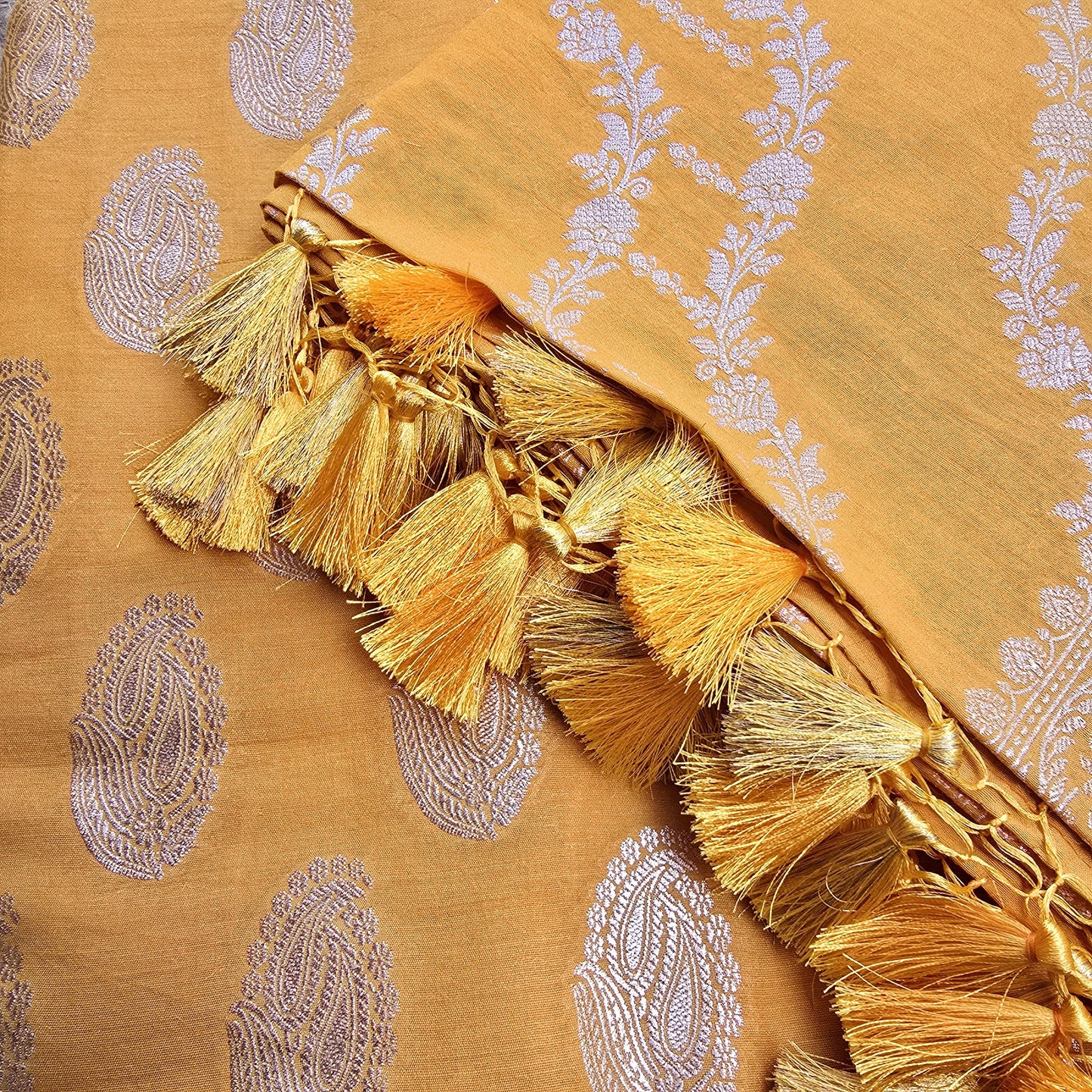 Mustard moonga silk 3 piece suit set
