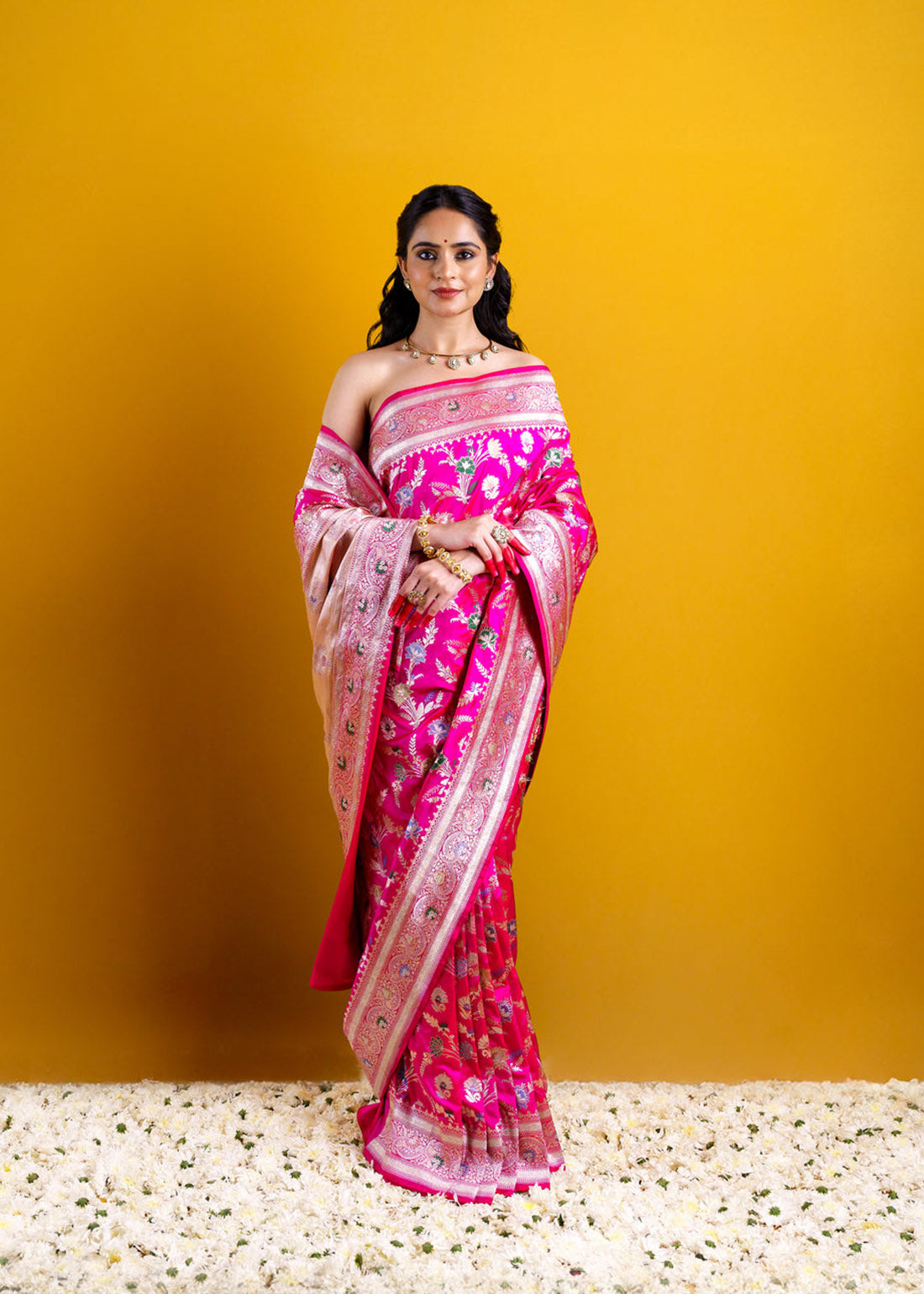 Pink Katan silk Meendar Kadhwa Weave Saree