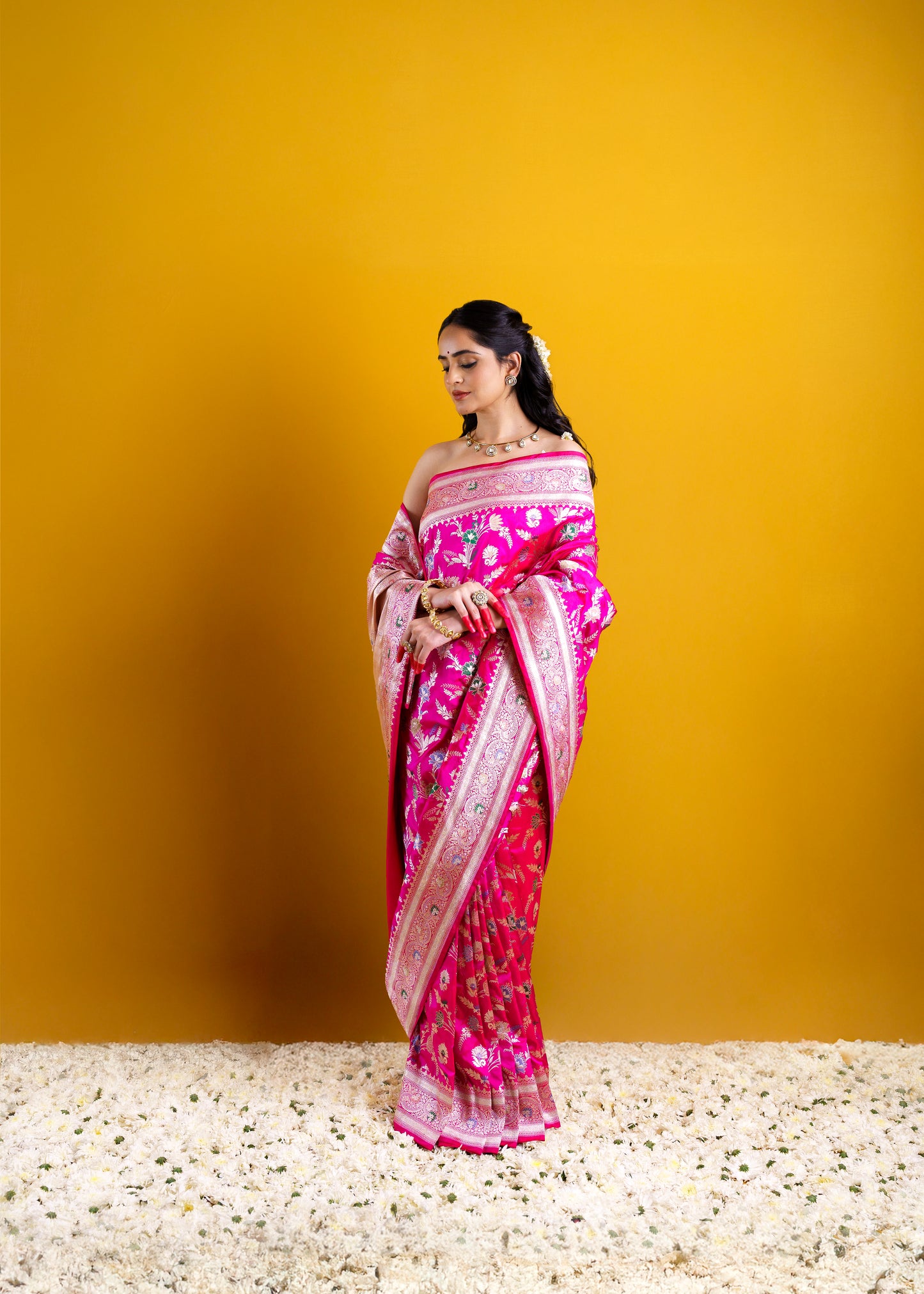 Pink Katan silk Meendar Kadhwa Weave Saree