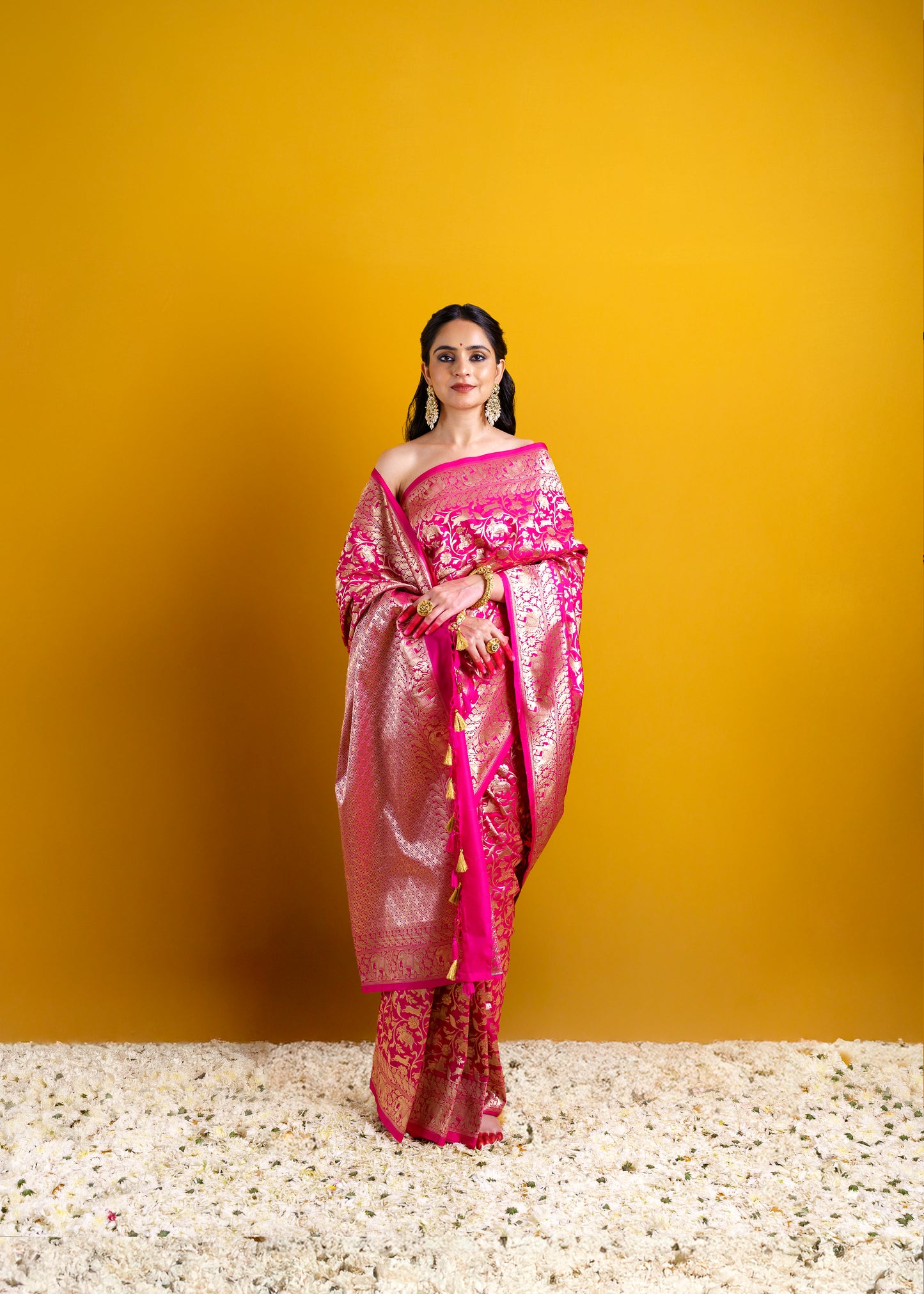 Pink Shikargahi Full Jaal weaving Saree